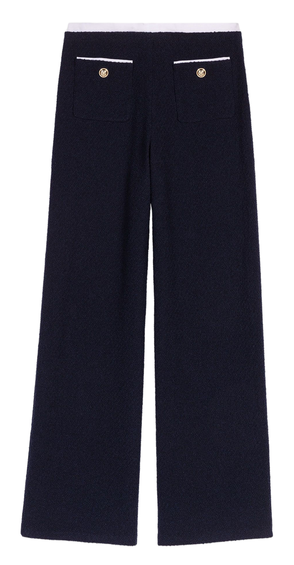 Wide leg solid tweed pants MAJE Blue