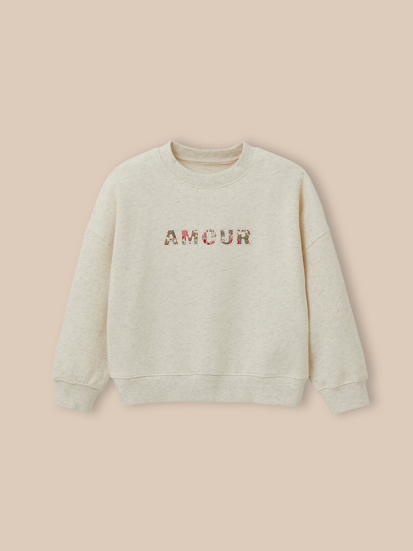 Sweatshirt with letter pattern in organic cotton Liberty fabric CYRILLUS White