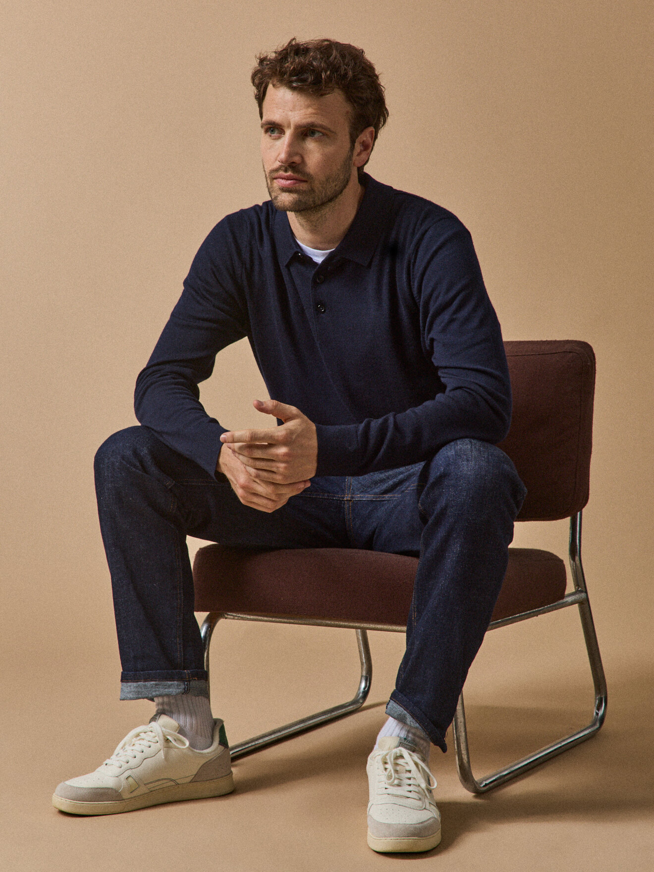 Fine merino wool polo neck sweater CYRILLUS Blue