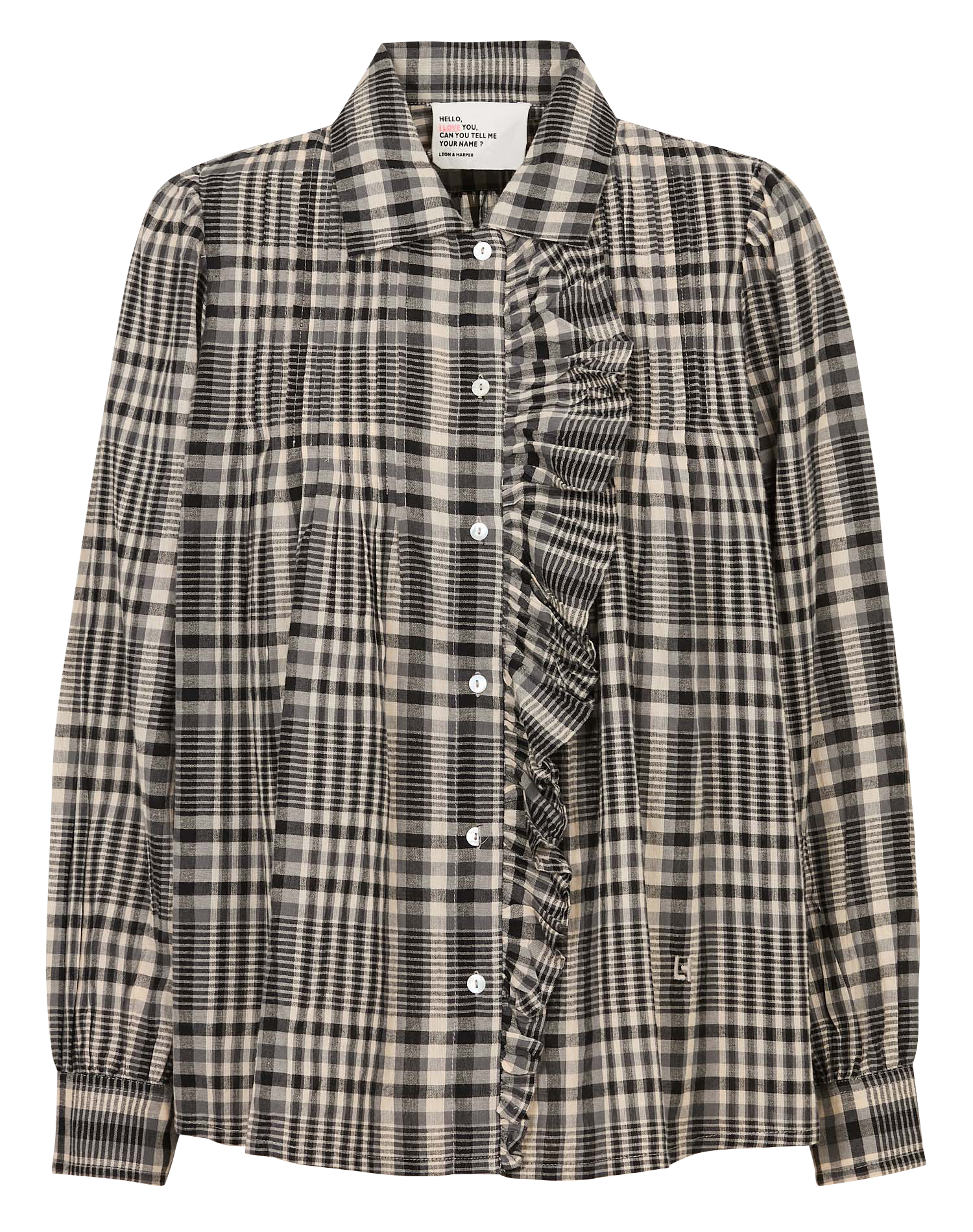 Blouse met klassieke kraag en ruiten LEON & HARPER Grijs