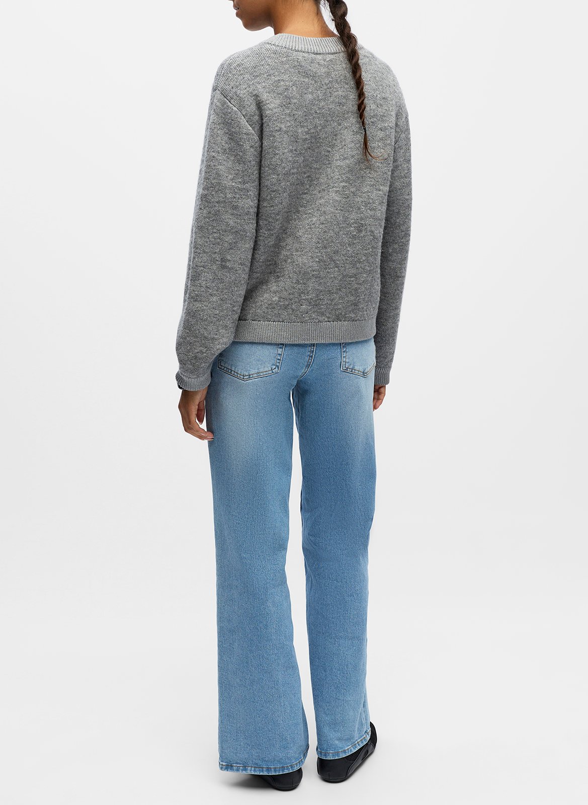 Round-neck cardigan OBJECT Grey