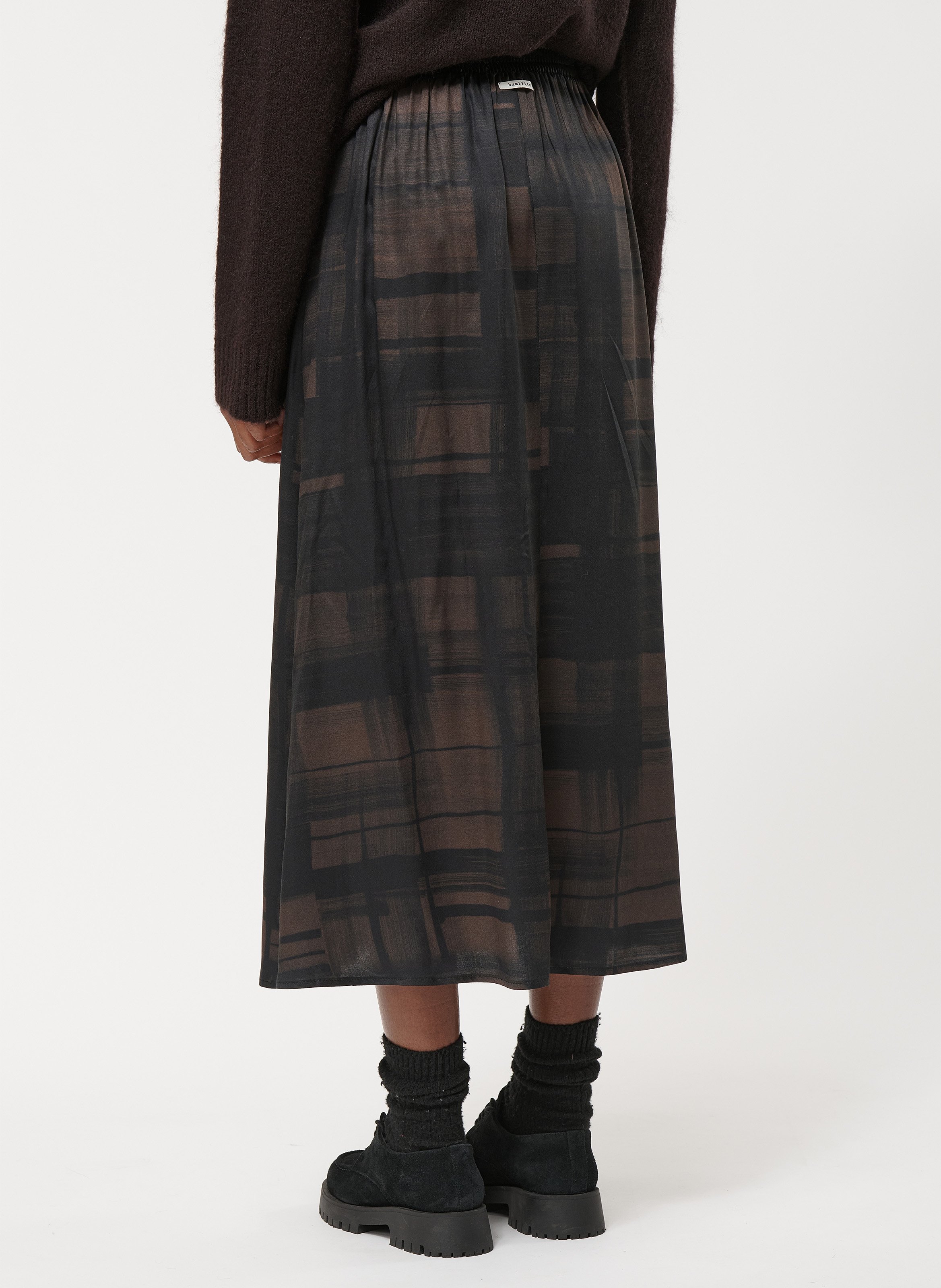 Jupe midi imprimée HUMILITY Marron