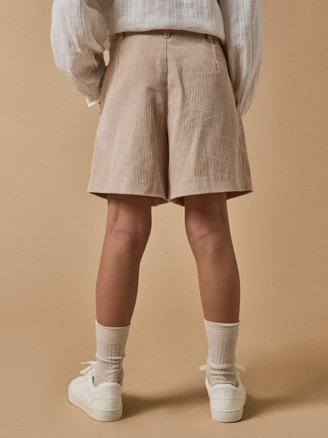 High-waisted velvet shorts CYRILLUS Beige