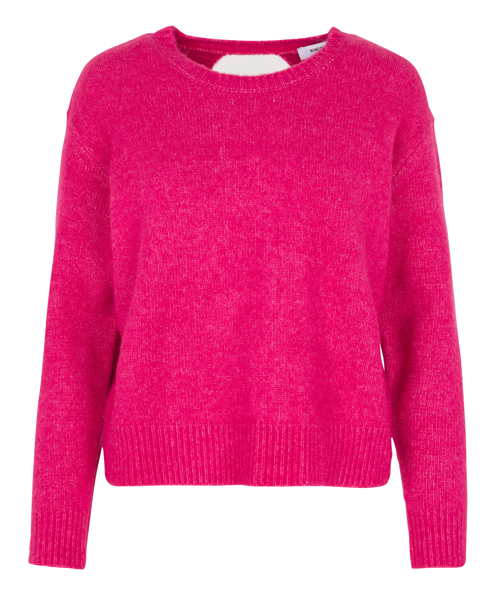 Pull droit dos ouvert en maille mélangée Rose