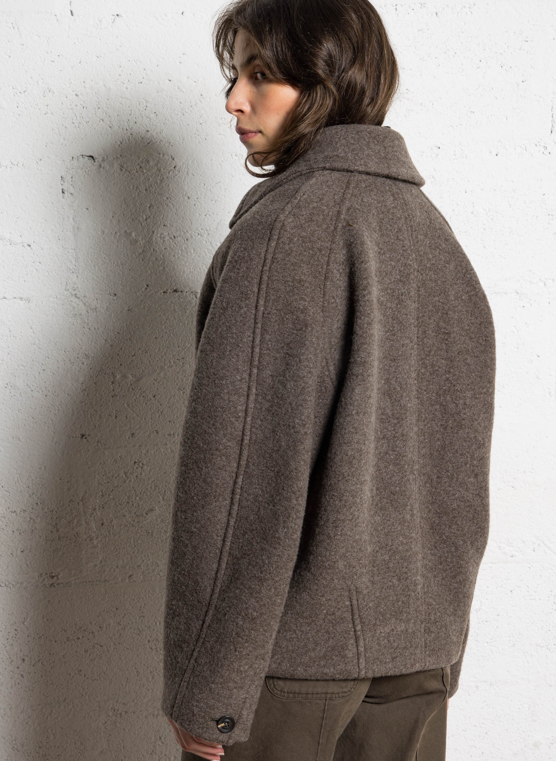Manteau court en laine mélangée SOEUR Gris