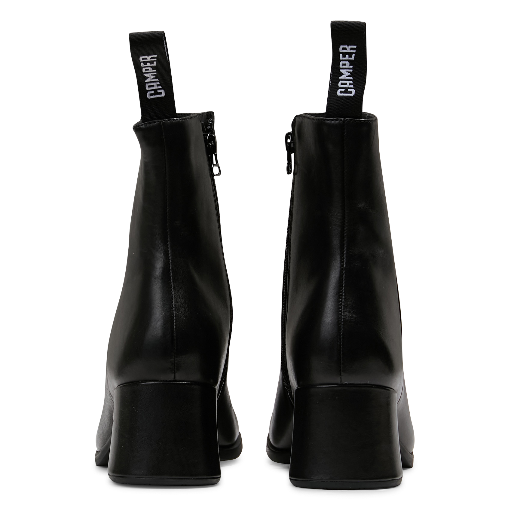 Bottines à talons unies en cuir CAMPER Noir