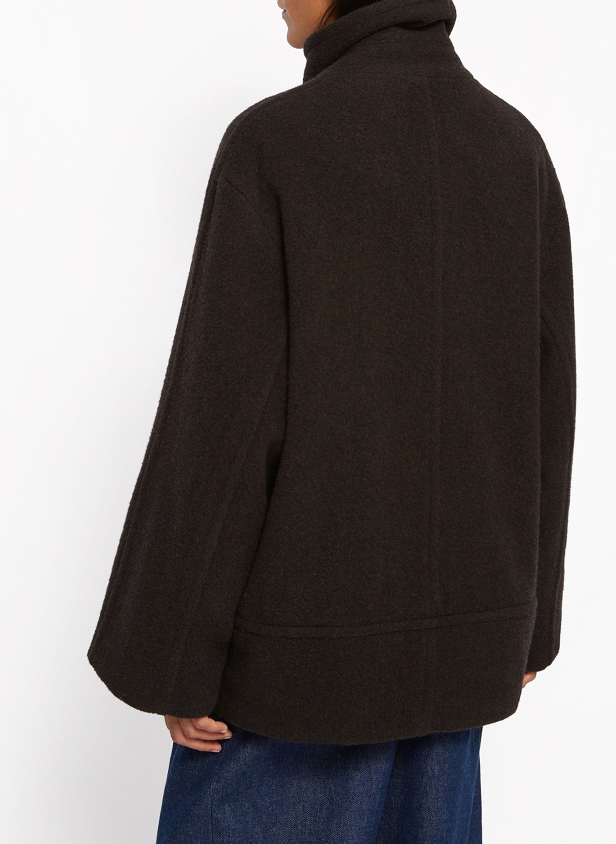 Manteau ample boutonné en laine mélangée ROSEANNA Marron