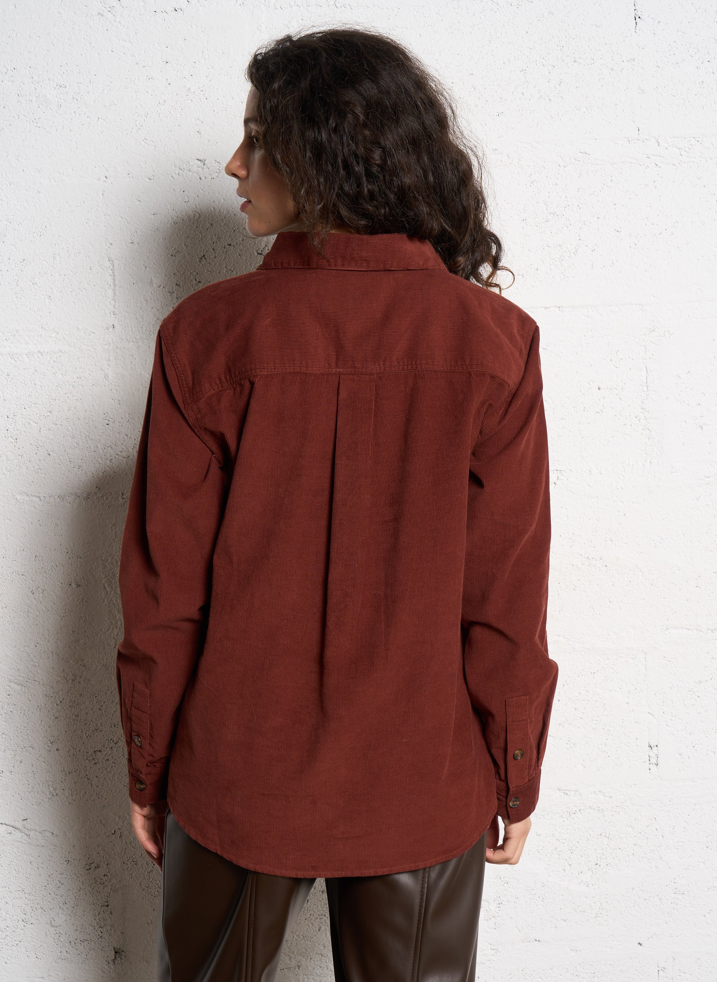 Straight-fit overhemd van corduroy MAISON 123 Rood