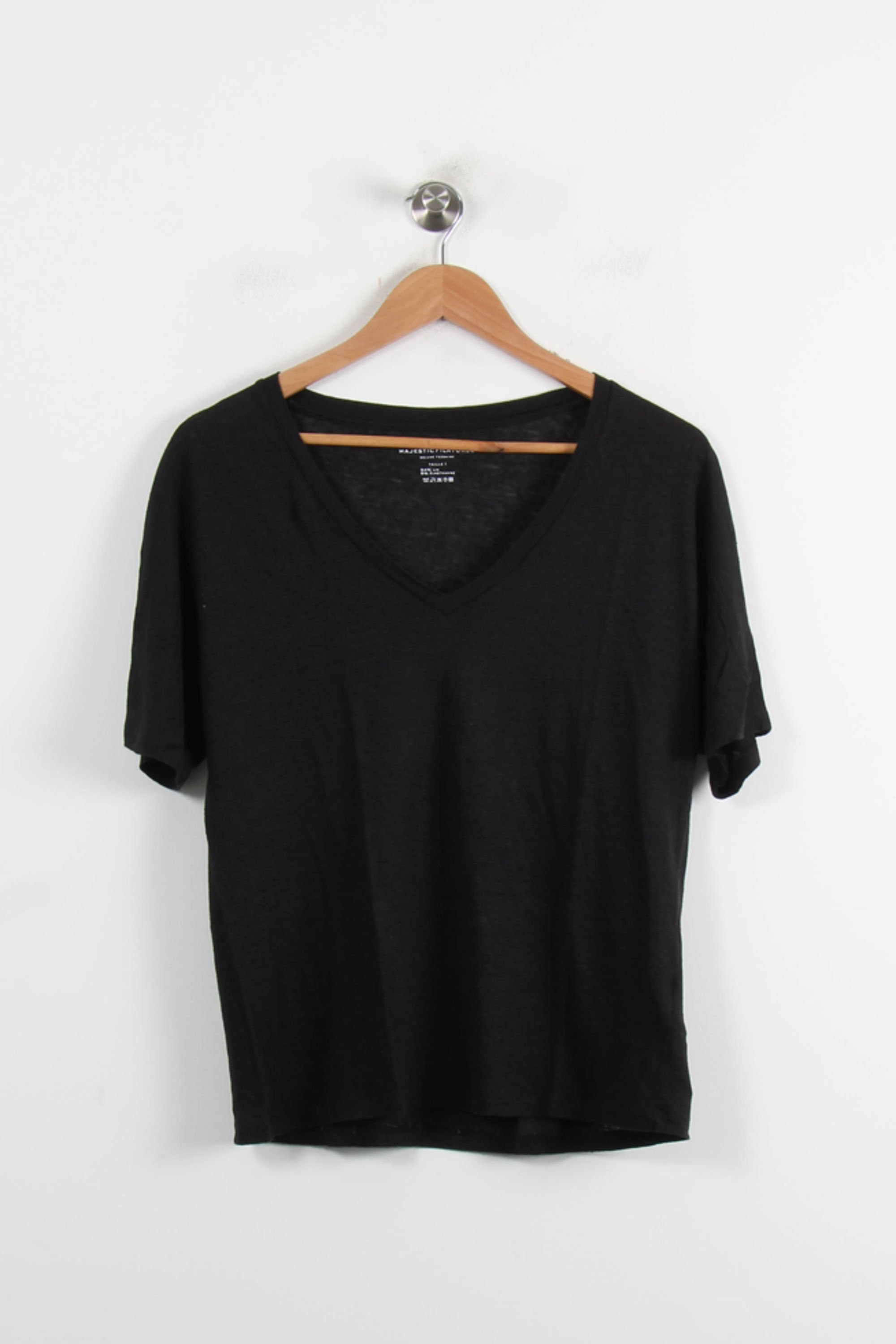 Tommy Badge T-shirt MAJESTIC FILATURES - SECONDE MAIN Black