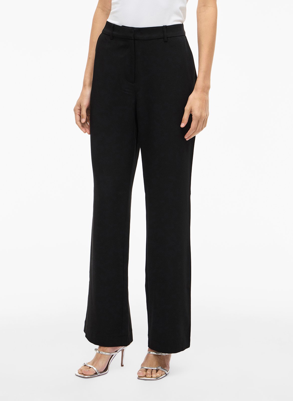 Pantalon droit taille haute VILA Noir