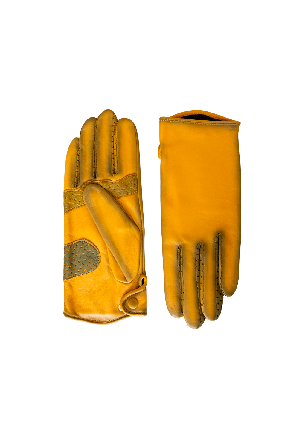 Ruba leather gloves lined with silk AGNELLE Yellow