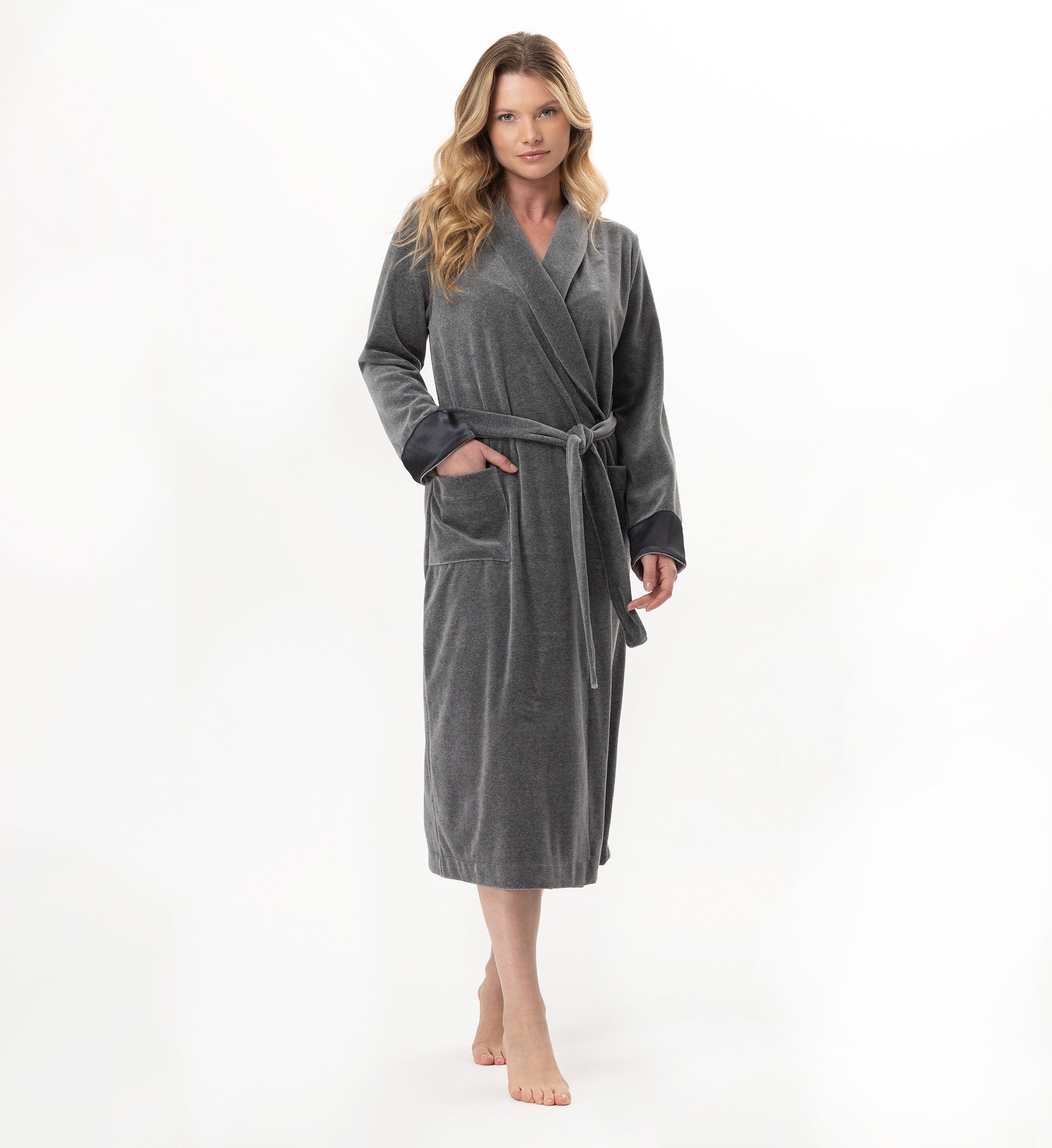 Crossed velvet dressing gown LE CHAT Grey