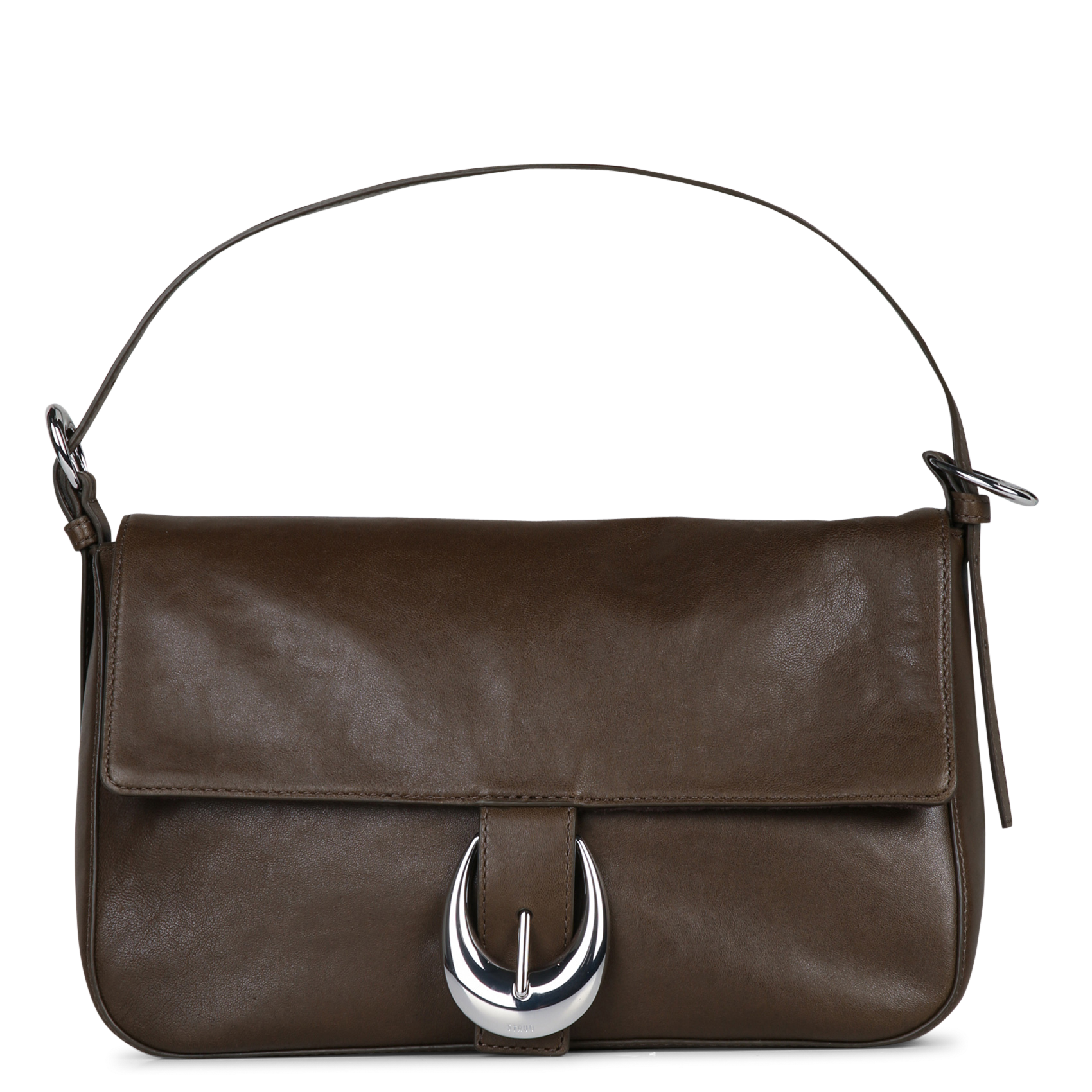 Sac épaule à rabat en cuir STAUD Marron