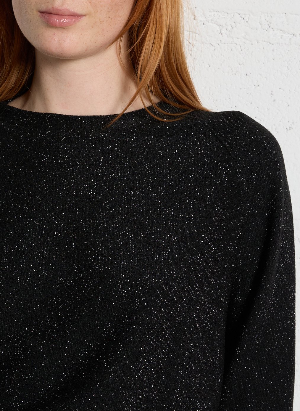 Oversized round neck sequined sweatshirt MAISON 123 Black