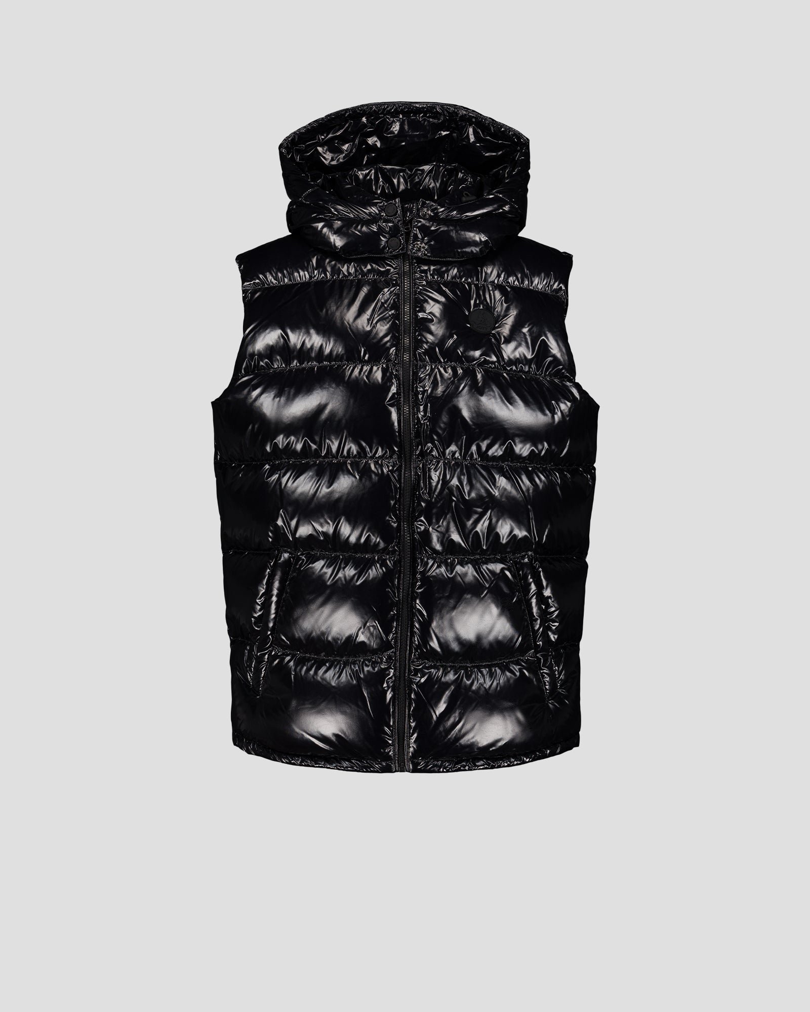 Padded sleeveless down jacket for extreme cold weather. JOTT Black