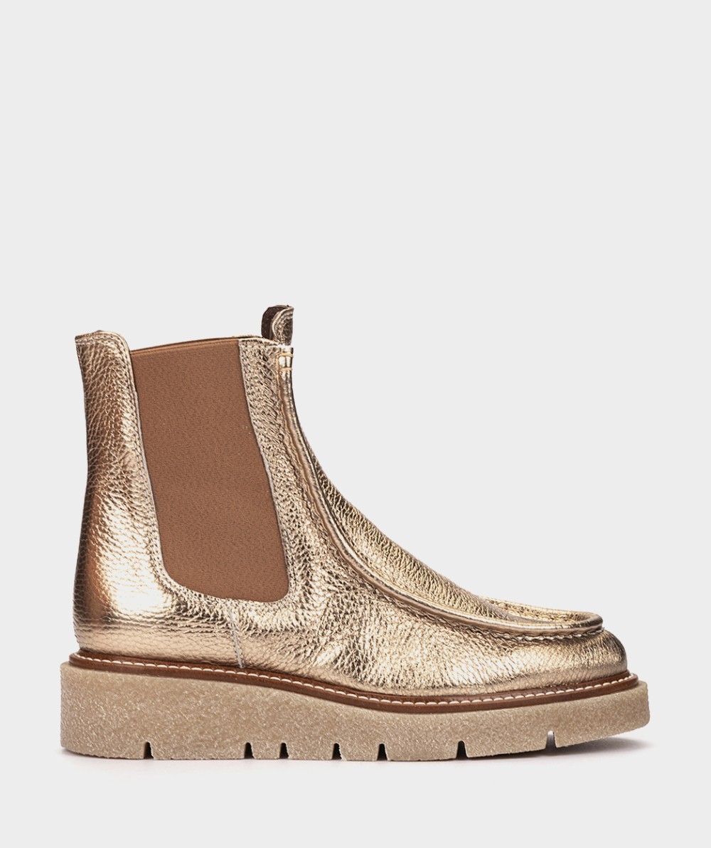 Platinum metallic leather ankle boots PEDRO MIRALLES Golden