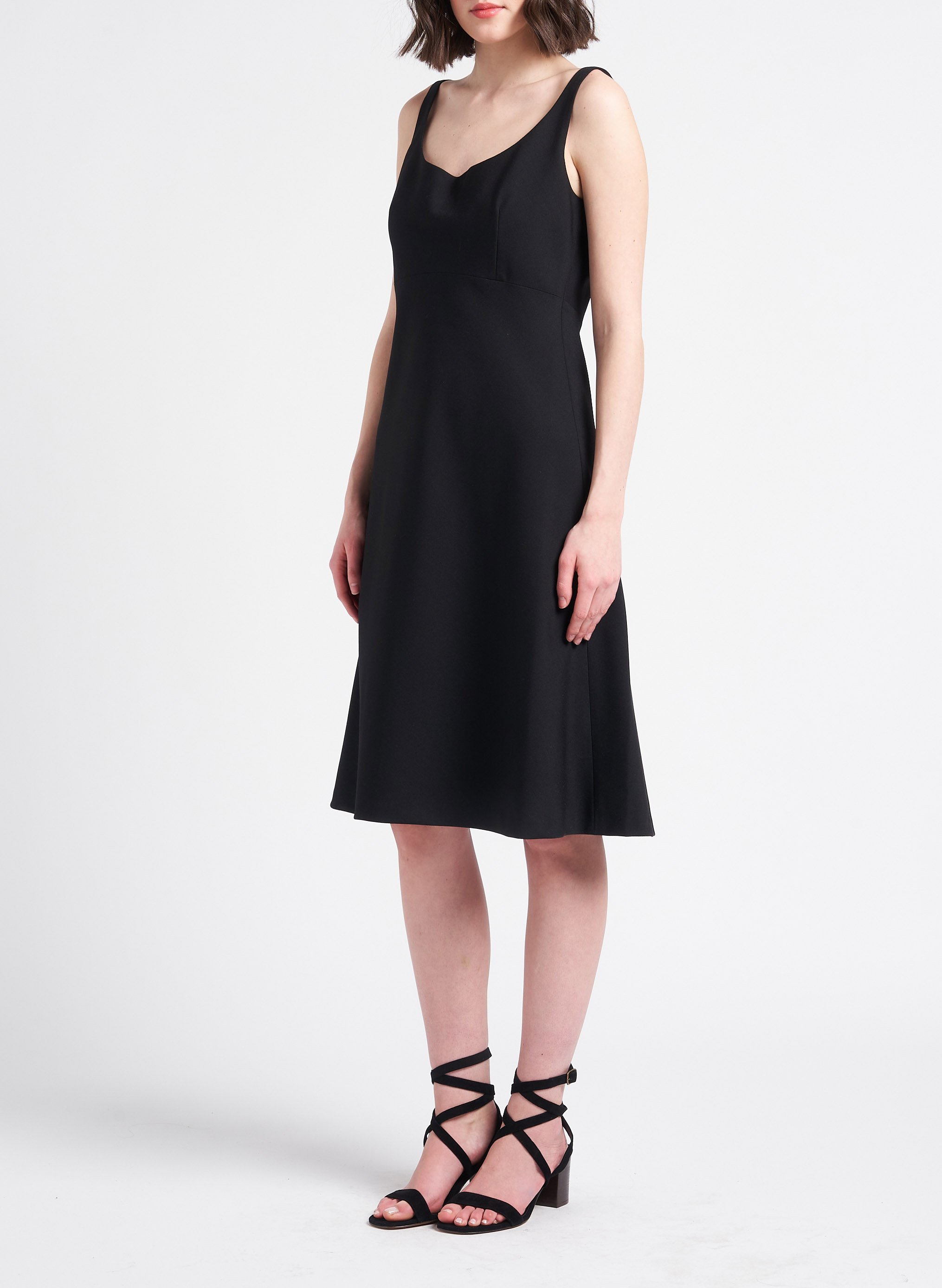 Robe midi droite en laine mélangé  THEORY Noir