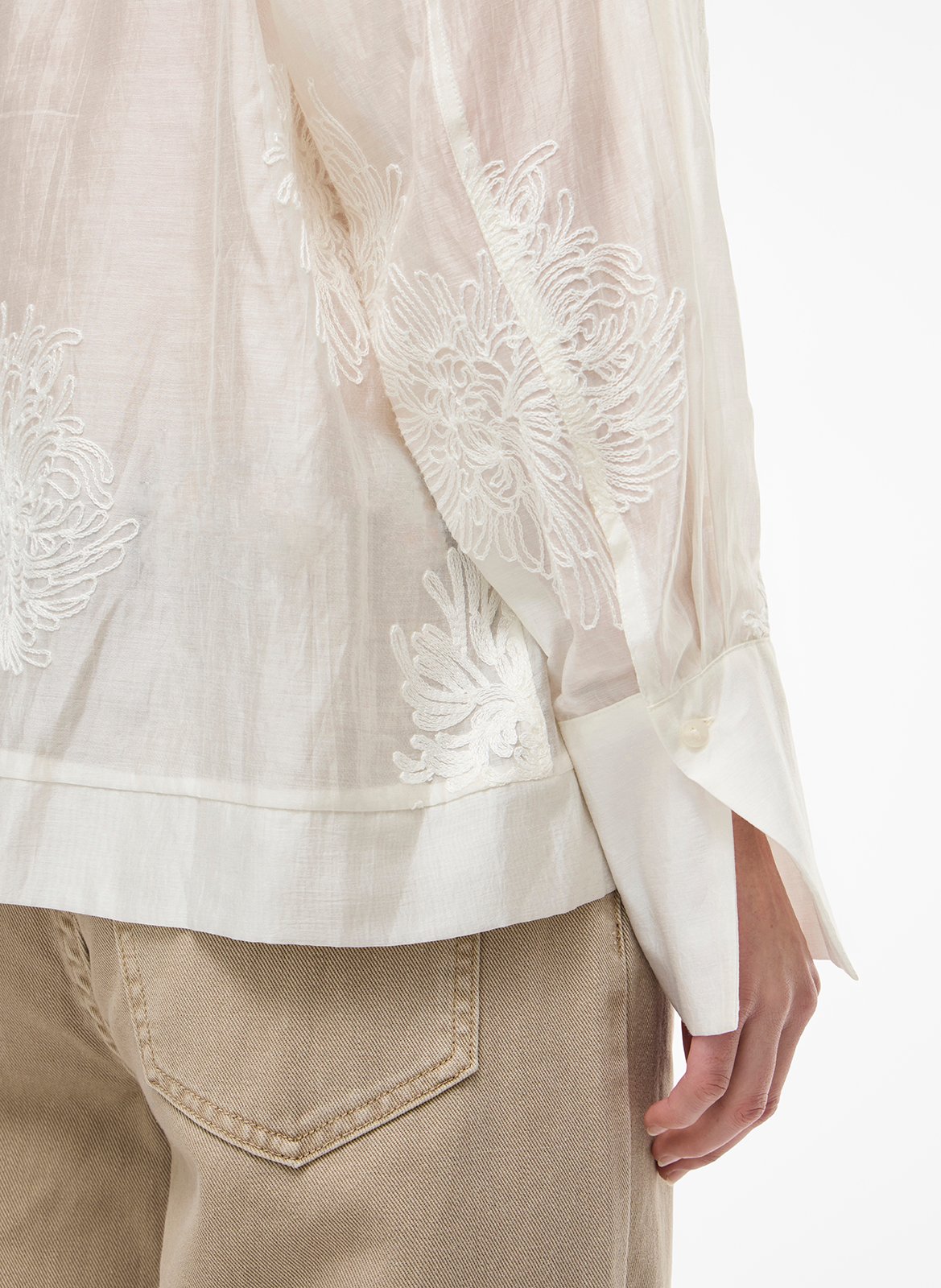 Recht overhemd met borduursel ROUGE EDIT Beige