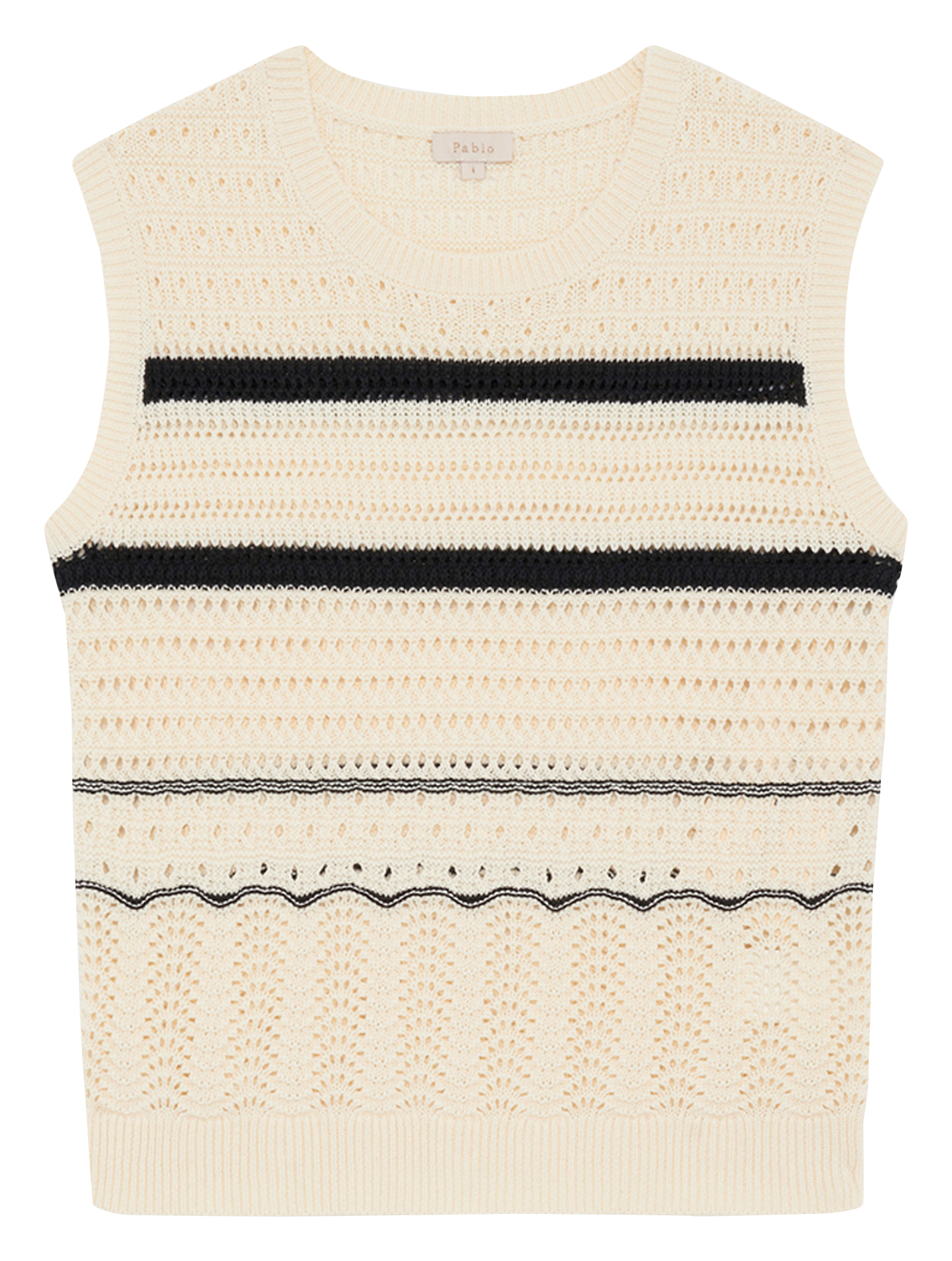 Rundhalsausschnitt-Oberteil aus Baumwollstrick PABLO Beige