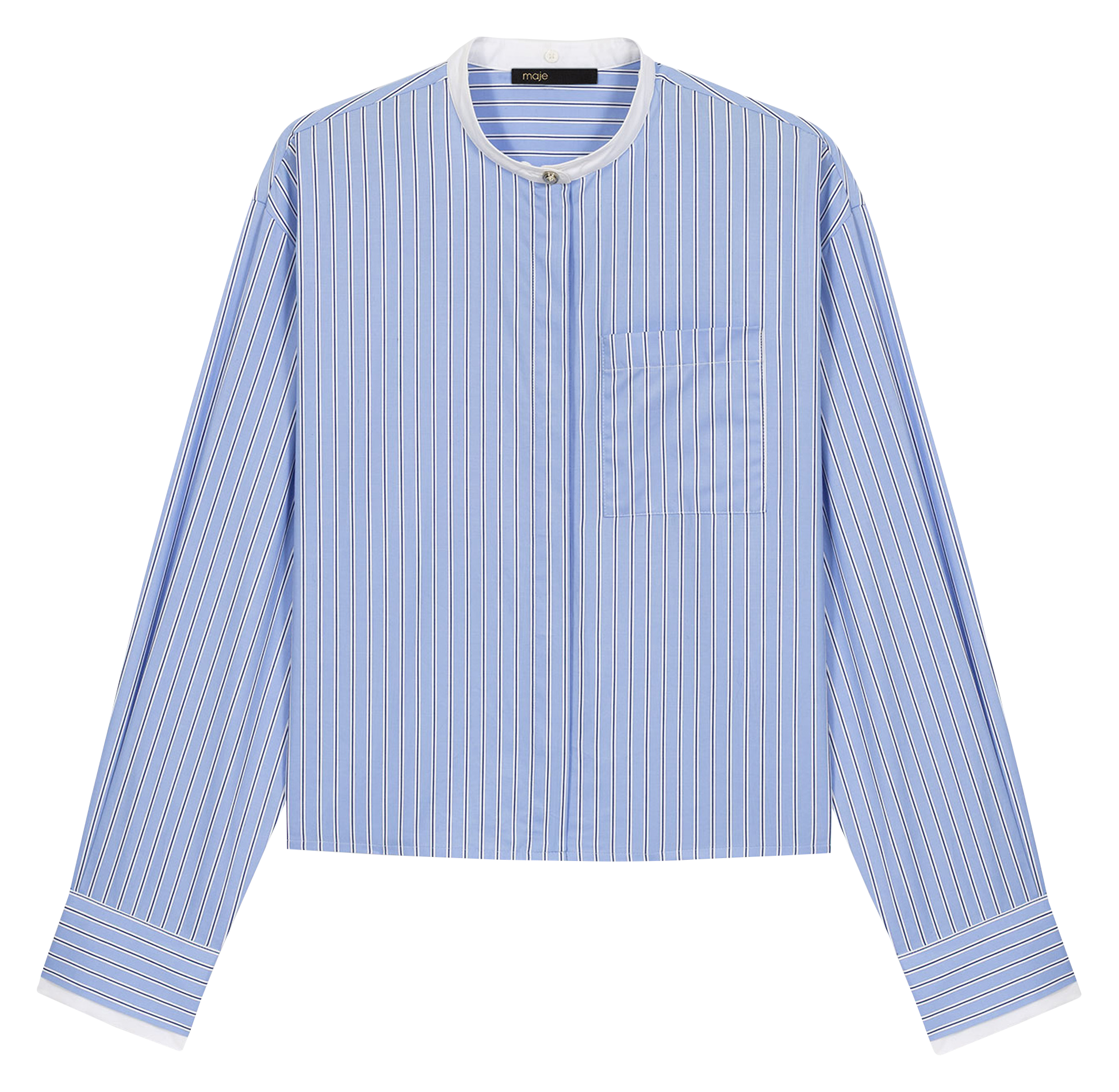 Chemise droite col classique en coton MAJE Bleu