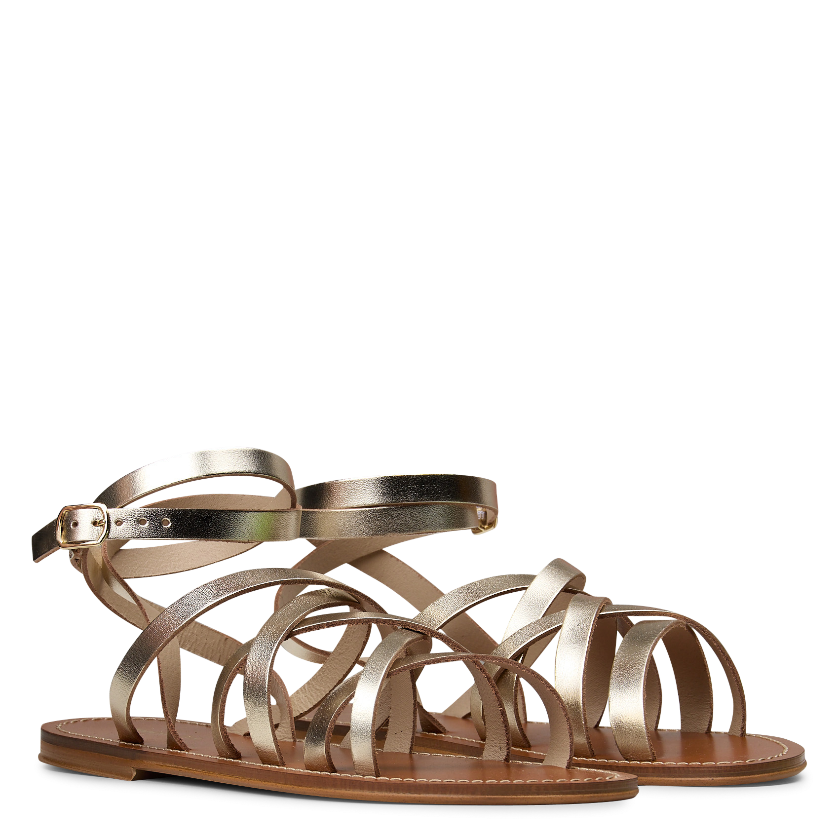 Ballerina's van leer met metallic look MAISON 123 Goudkleurig