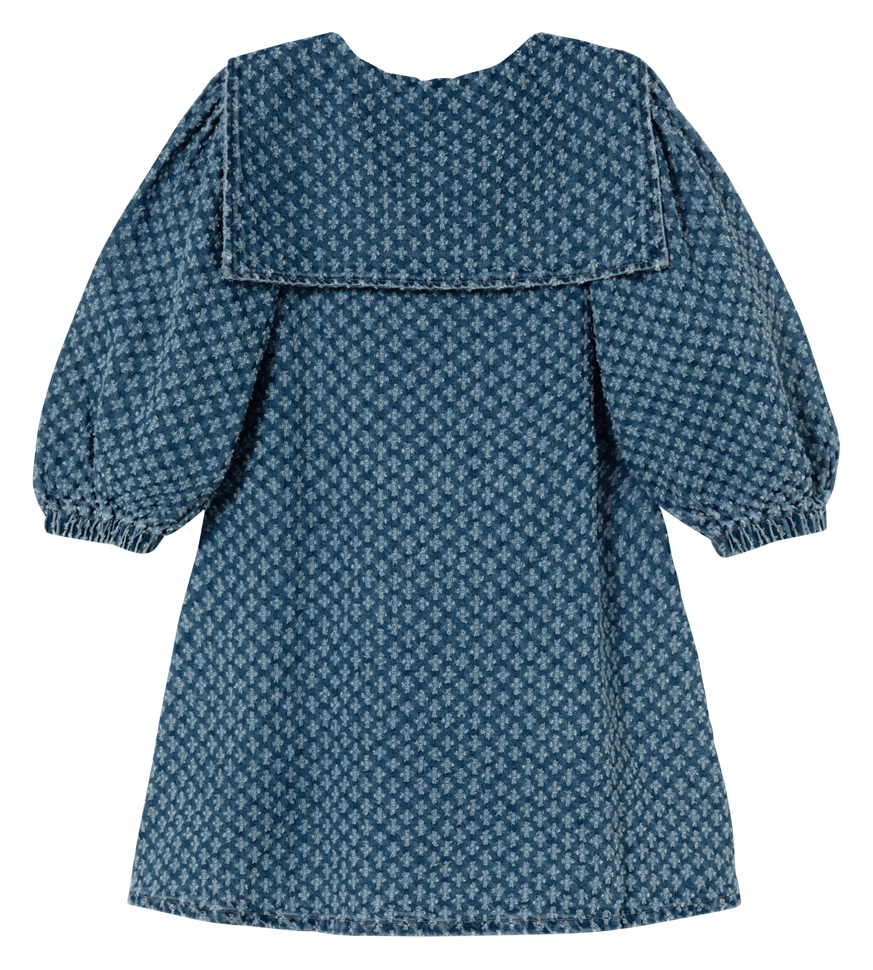 Kurzes Kleid mit V-Ausschnitt aus Baumwoll-Denim. THE TINY BIG SISTER Blau