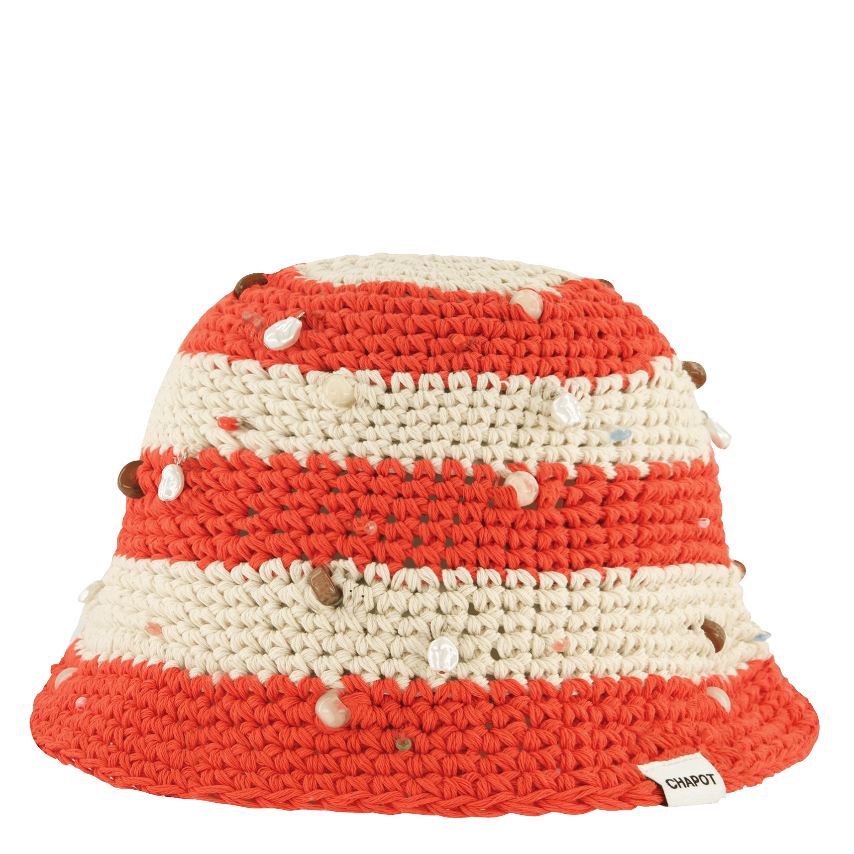 Gestreifter Häkelhut FABIENNE CHAPOT Weiss