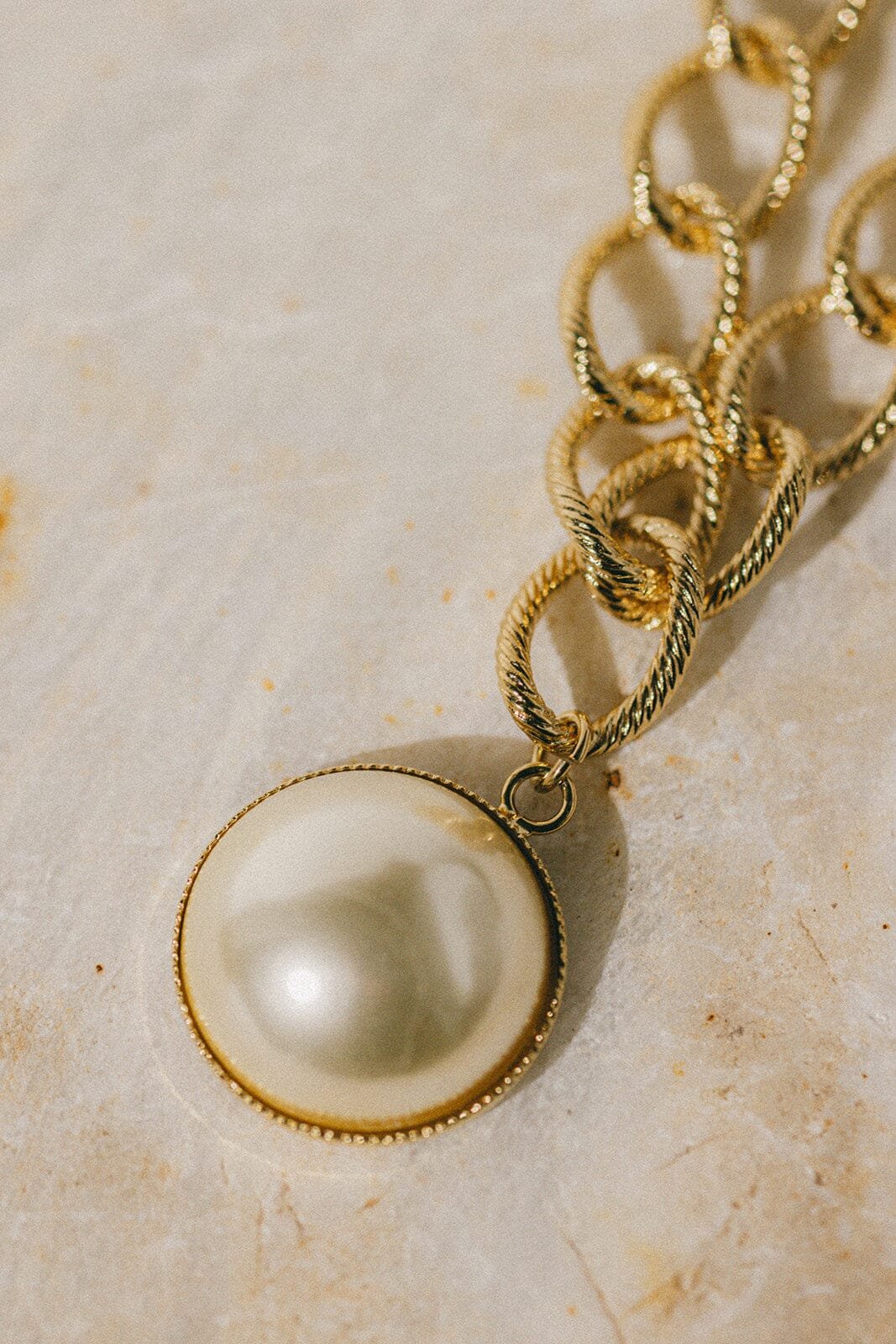 Long gold-plated pearl necklace Golden