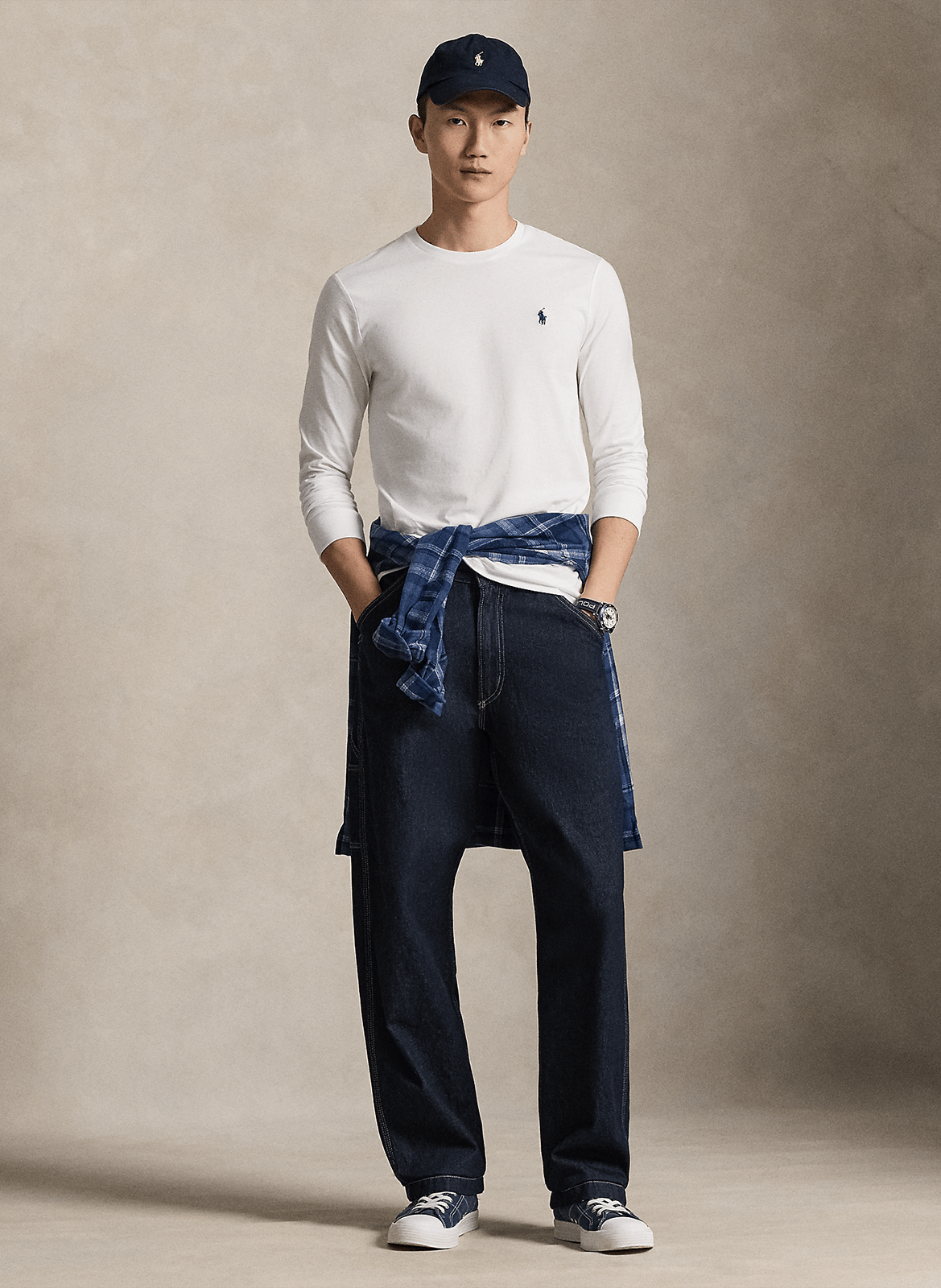 Langärmliges Rundhals-T-Shirt aus Baumwolle POLO RALPH LAUREN Weiss