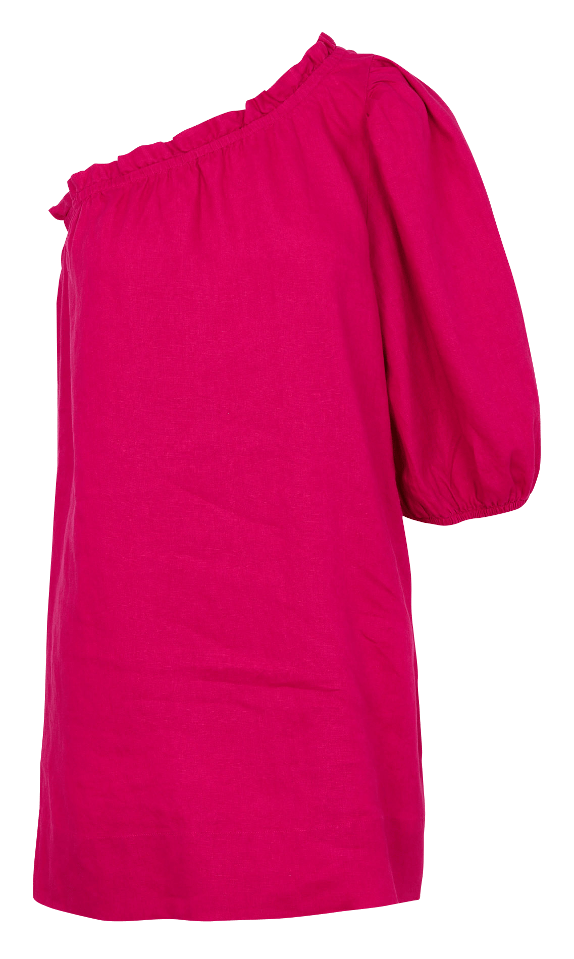 Short asymmetrical linen dress DES PETITS HAUTS Pink