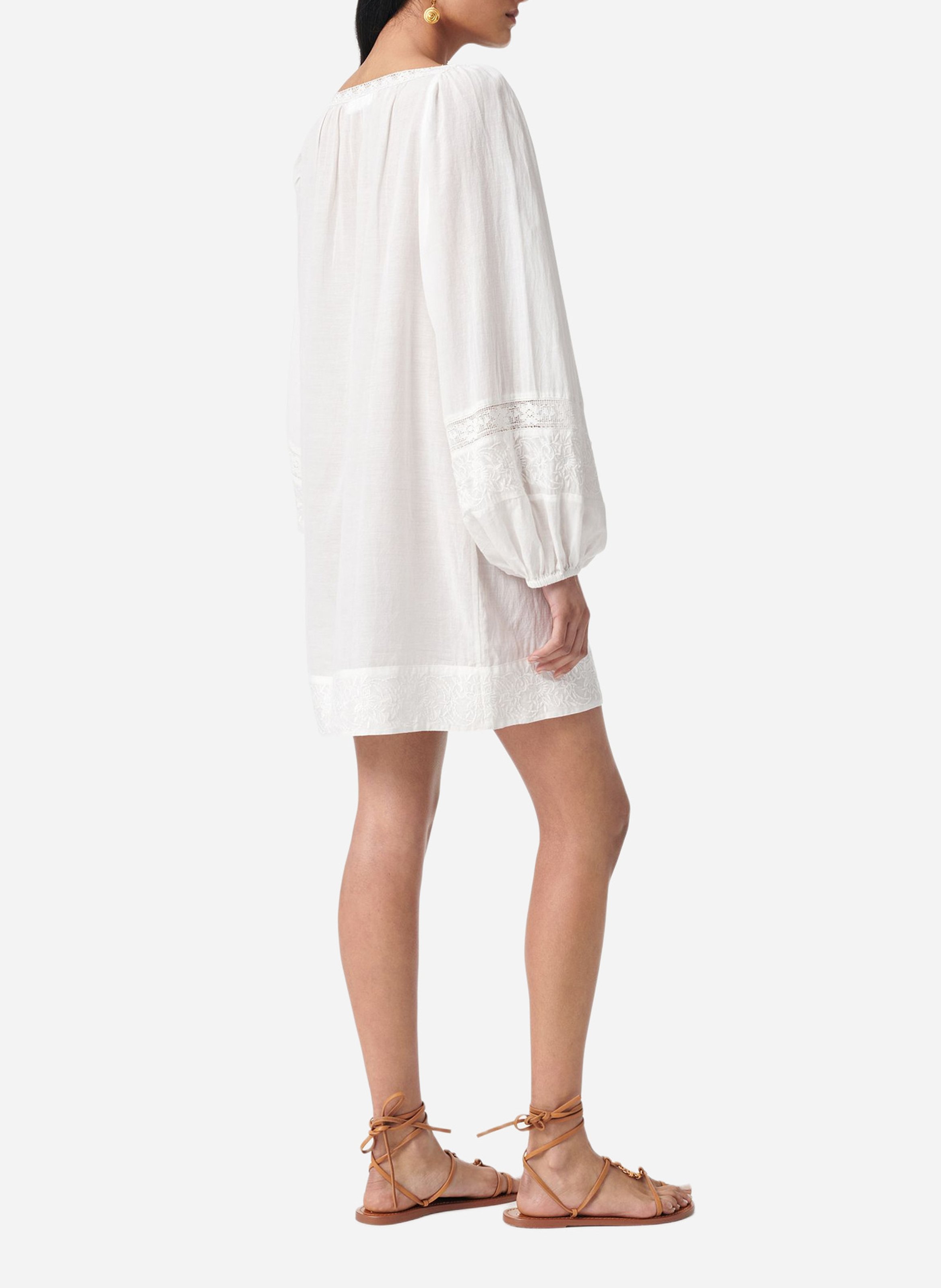 Robe courte col carré en coton mélangé VANESSA BRUNO Blanc