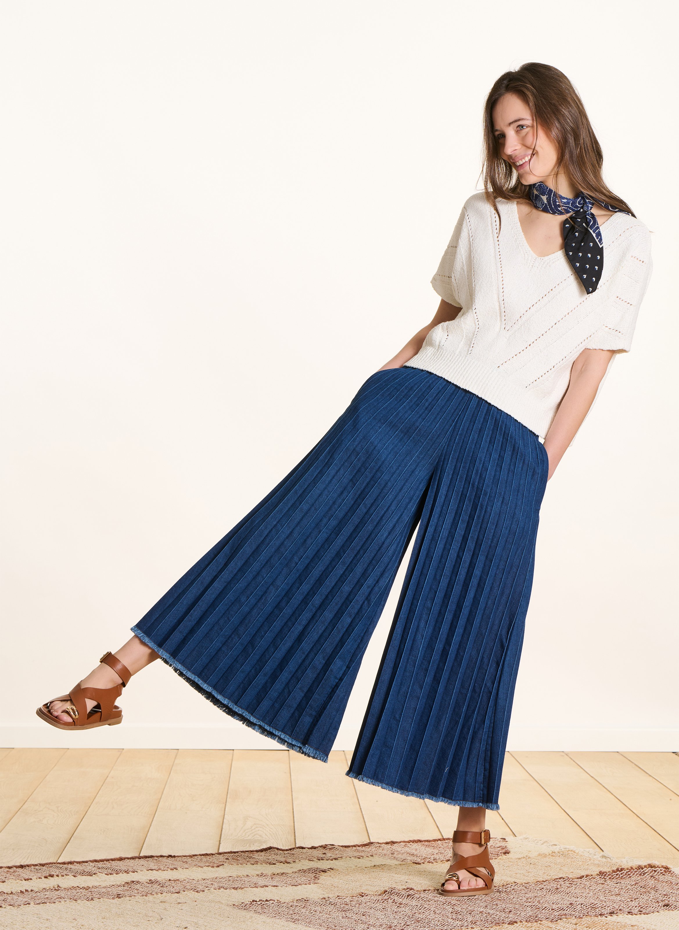 Weite Denim-Hose LA FEE MARABOUTEE Blau