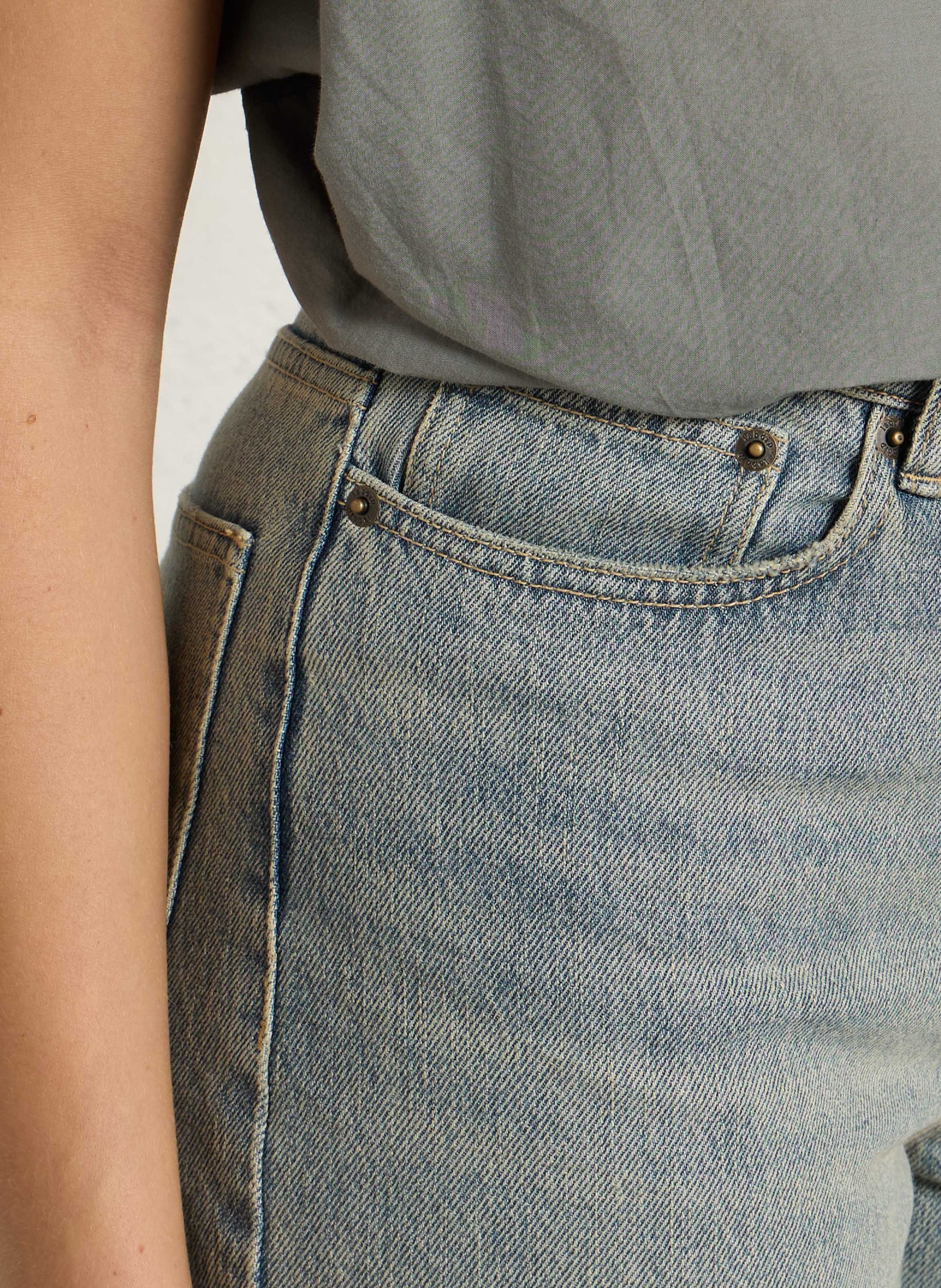 Jean balloon en coton LAB DIP Bleu