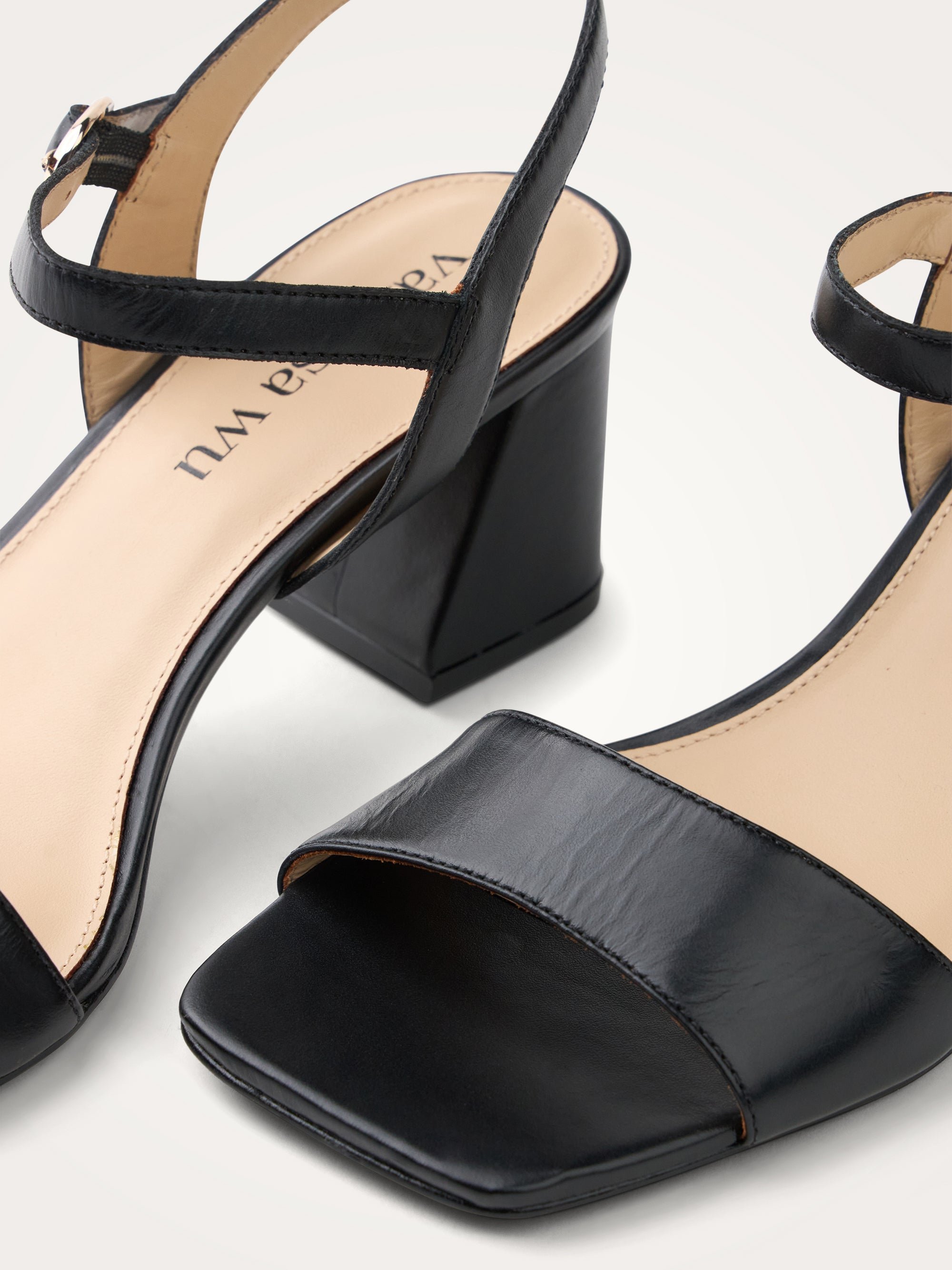 Leather metallic effect sandals with heel and strap VANESSA WU Black