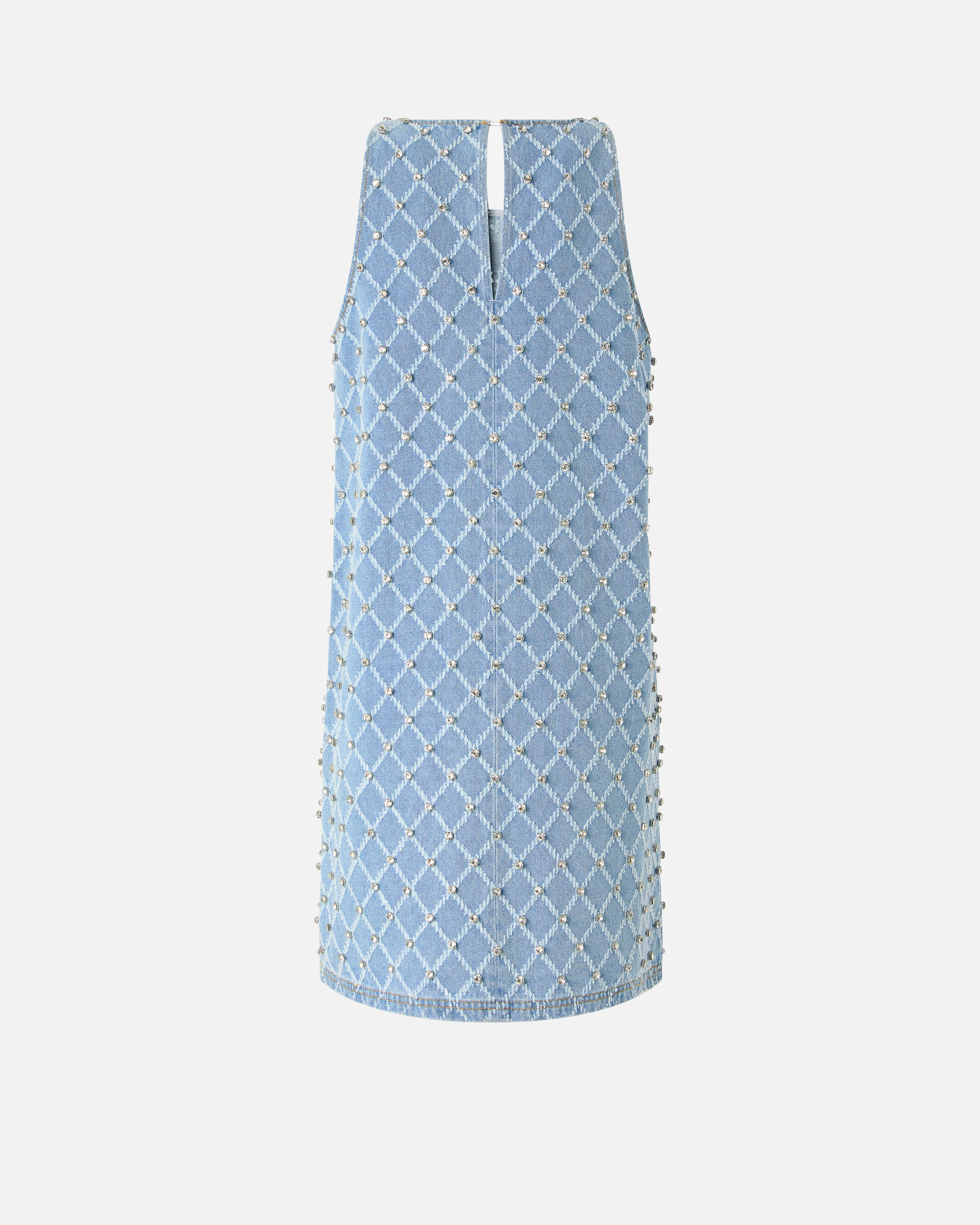 Robe courte en denim à losanges et strass PINKO Bleu