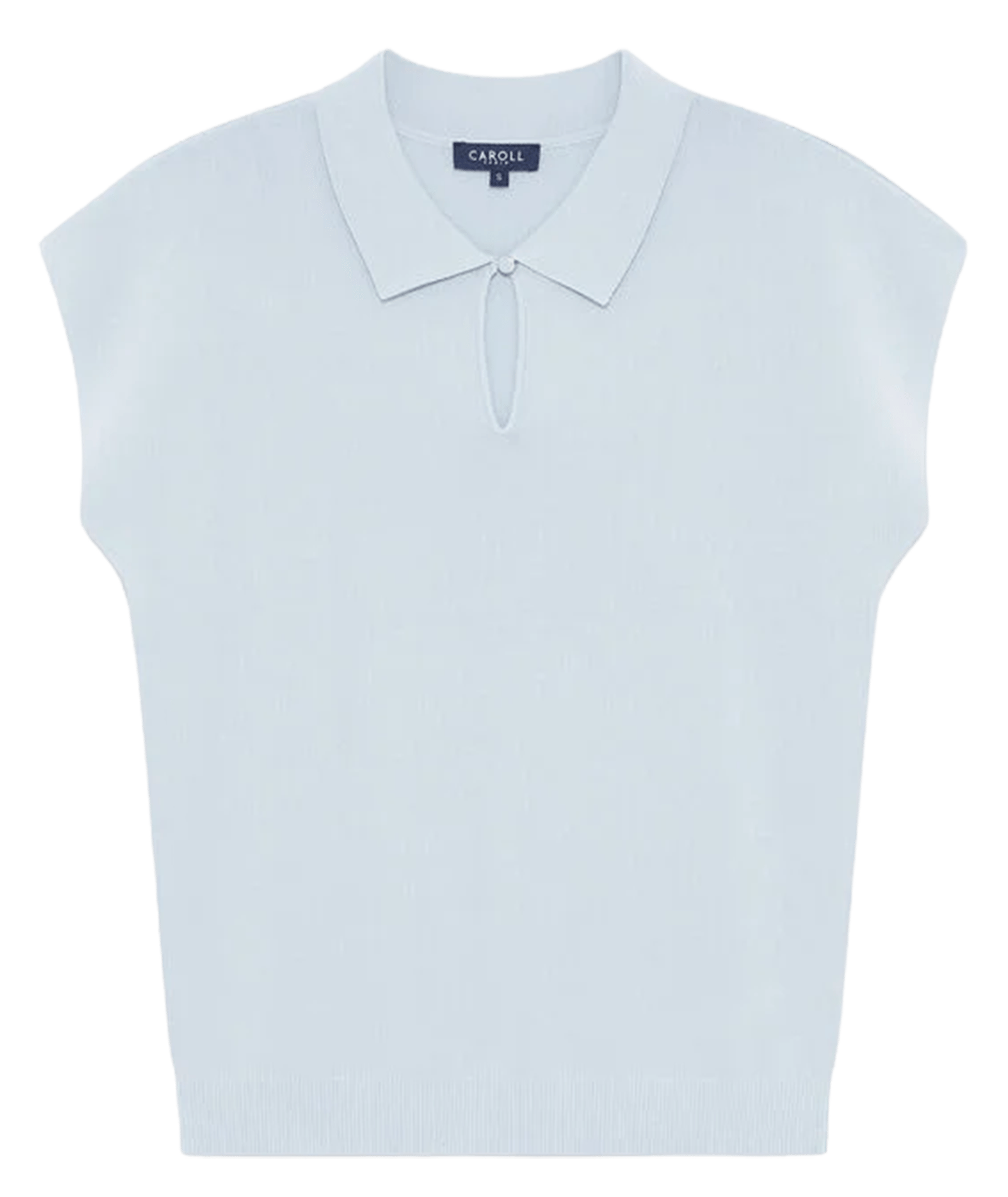 Mouwloze trui met overhemdkraag in effen kleur CAROLL Blauw