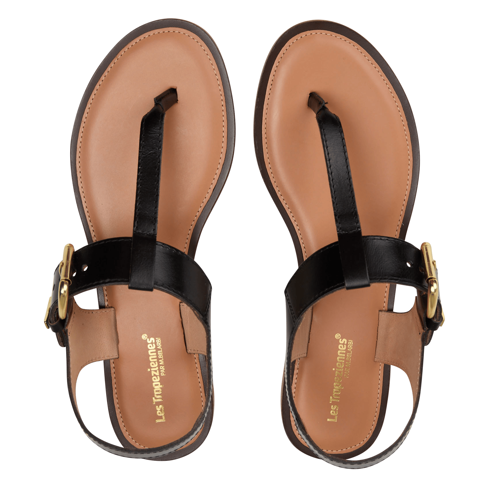 Avarca Berlin - Flache Ledersandalen mit Samt LES TROPEZIENNES PAR M.BELARBI Schwarz