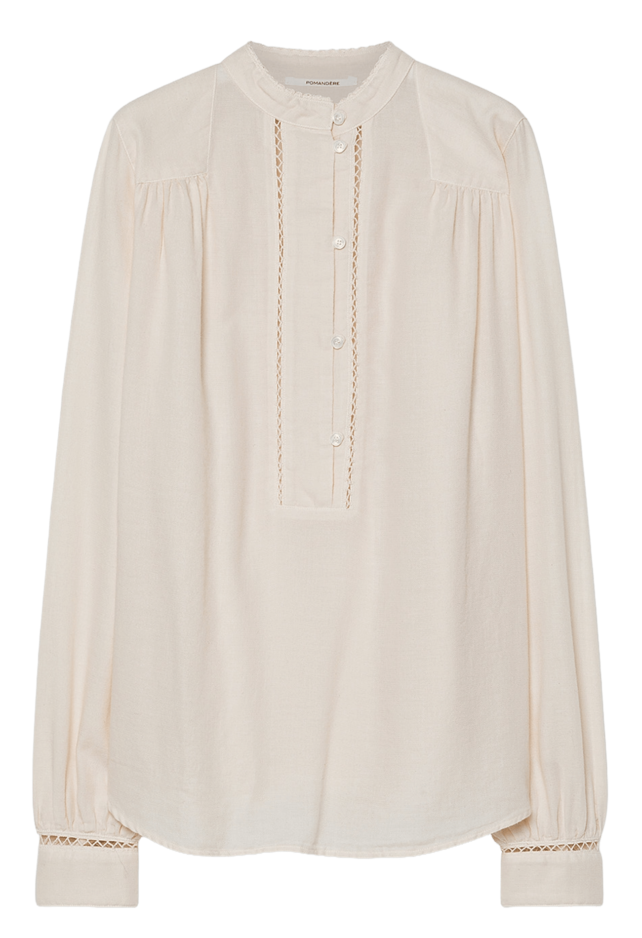 Straight round neck blouse in cotton and wool blend POMANDERE White