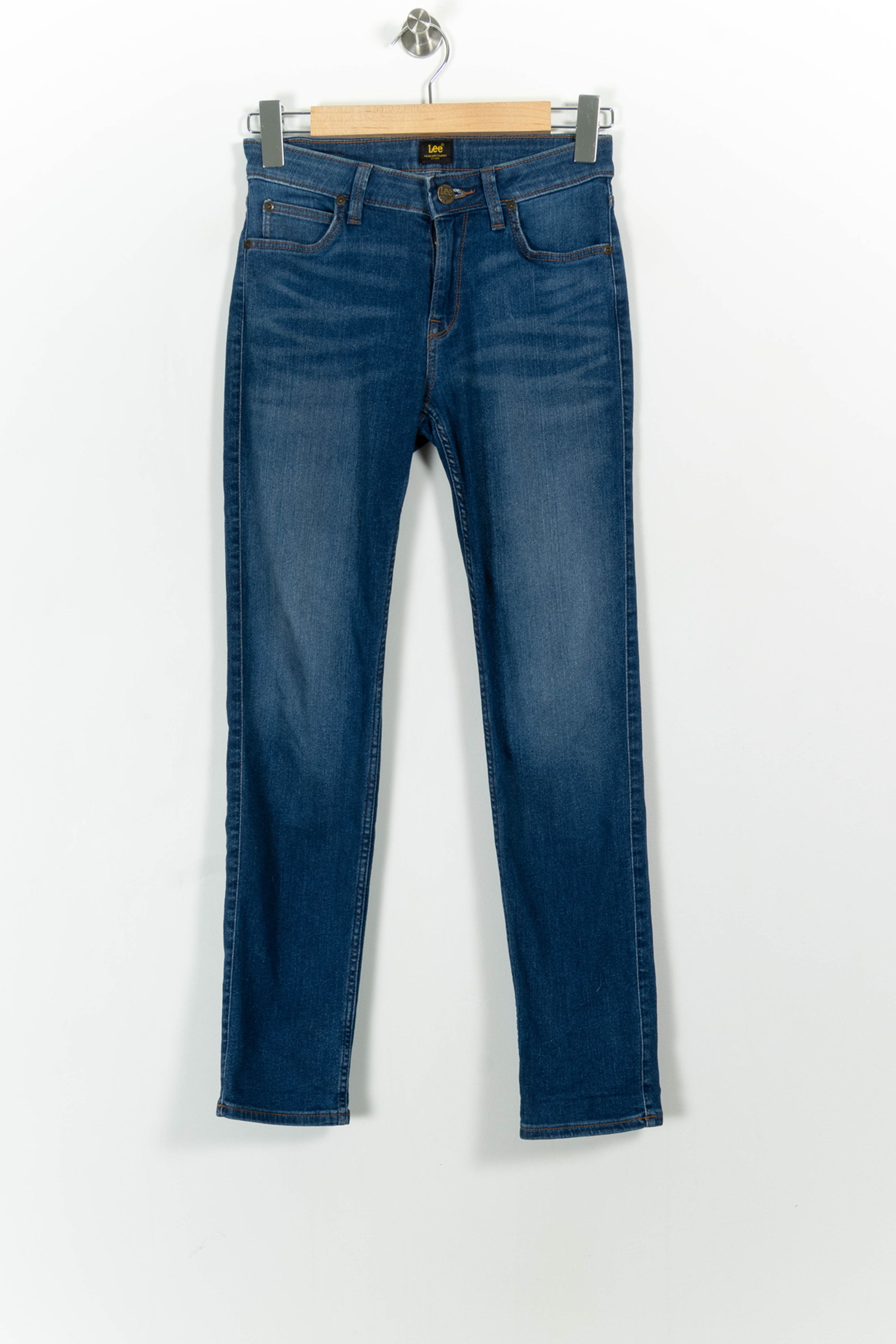 Cropped slim jeans with studs LEE - Seconde Main Blue