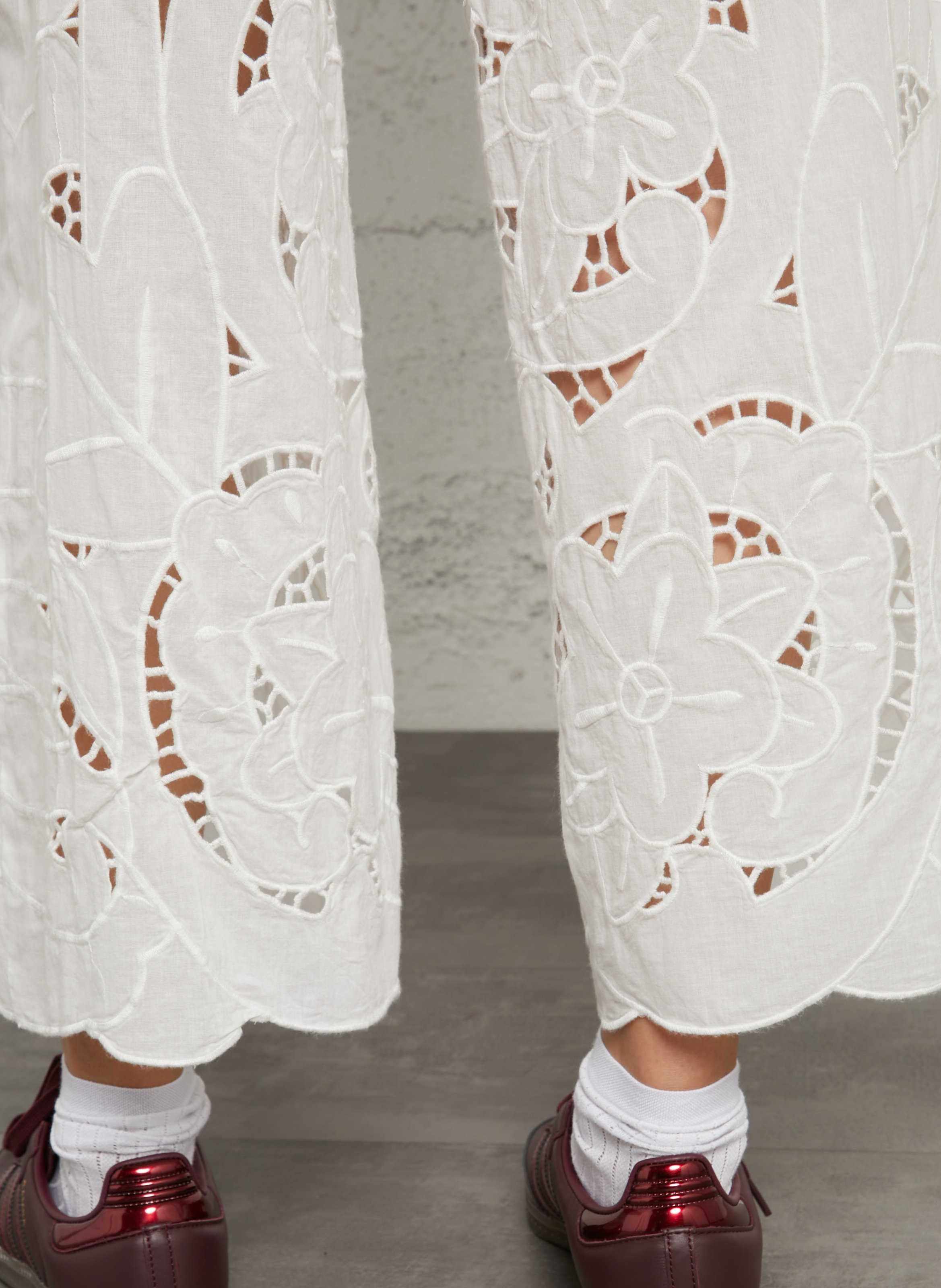 Pantalon large en coton  BERENICE Blanc