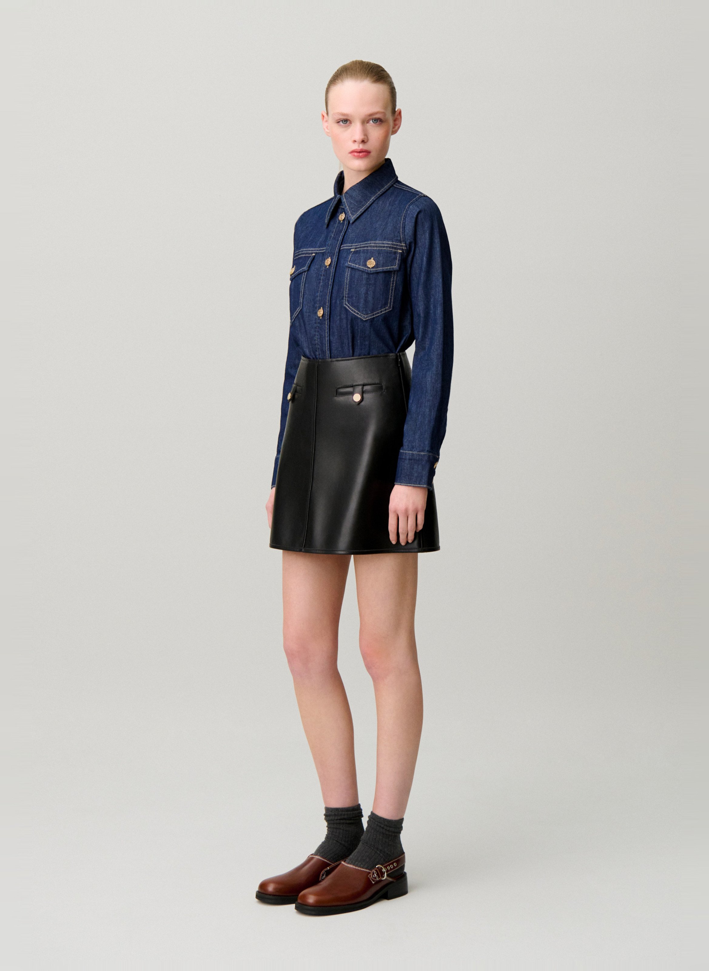 Chemise droite en coton CLAUDIE PIERLOT Bleu