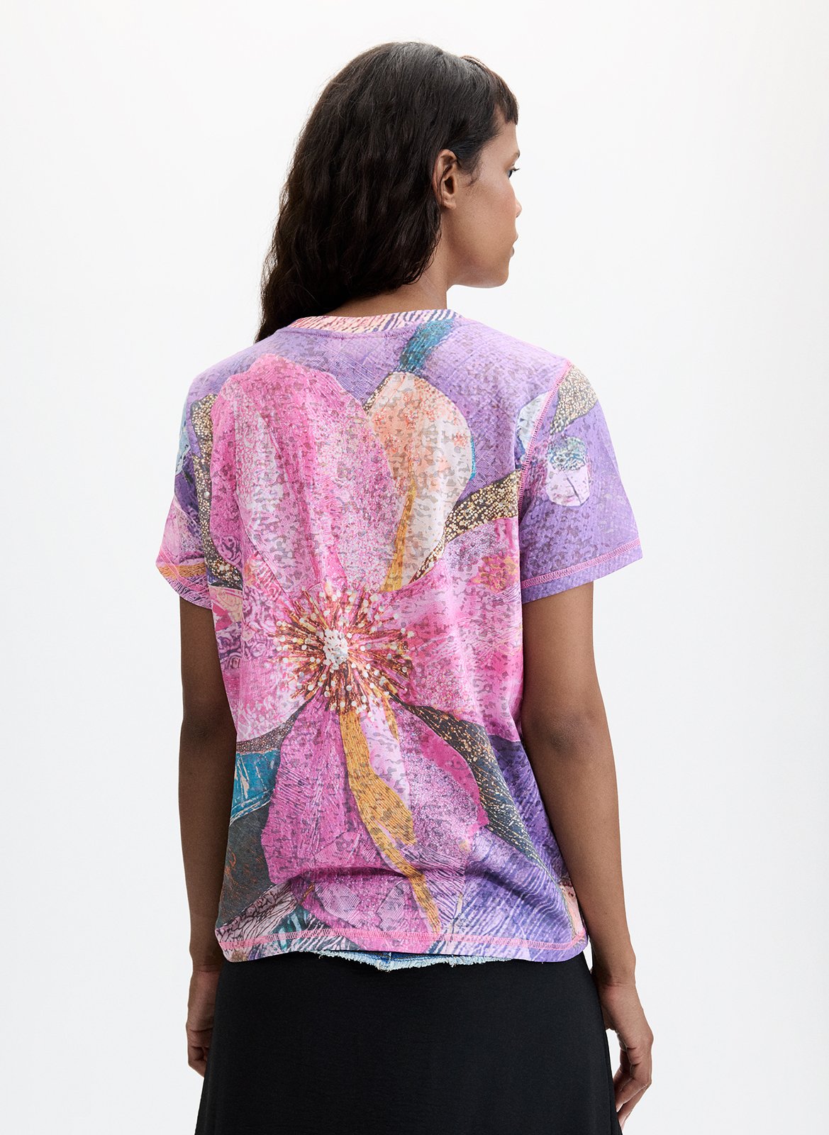 T-shirt droit en coton mélangé DESIGUAL Rouge