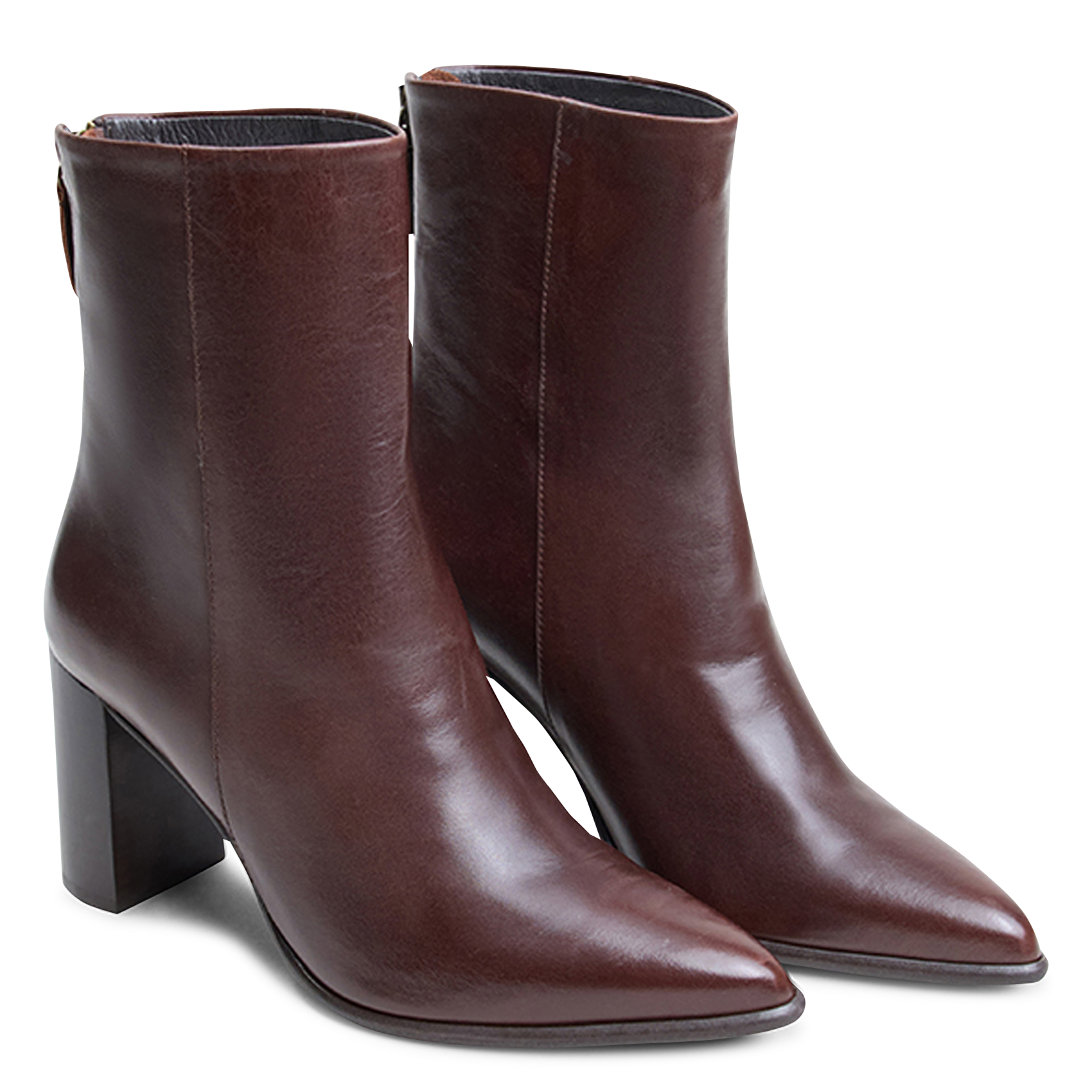 Bottines bout pointu en cuir de vachette JONAK Marron