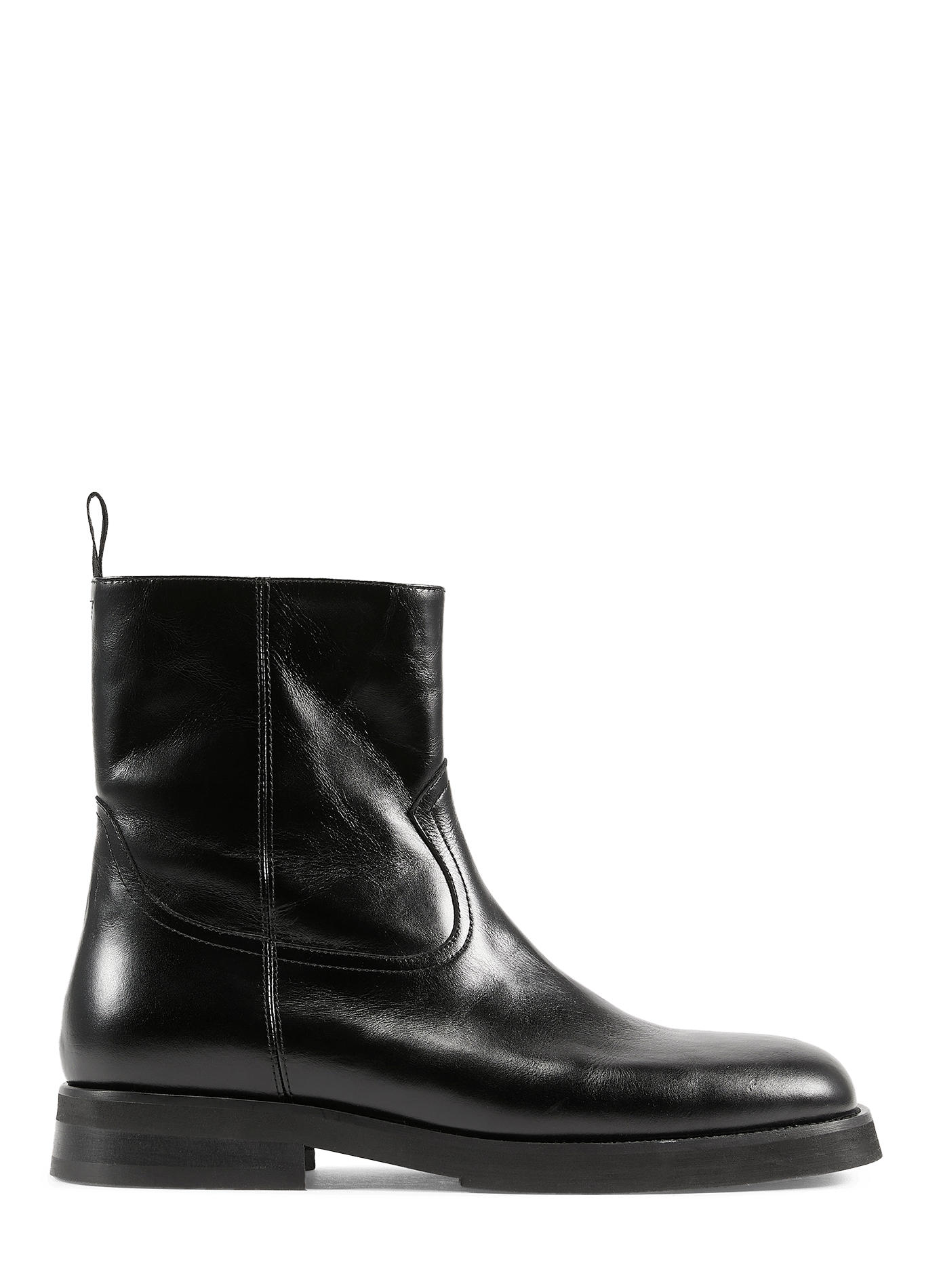 Zipped smooth leather ankle boots SAISON 1865 Black