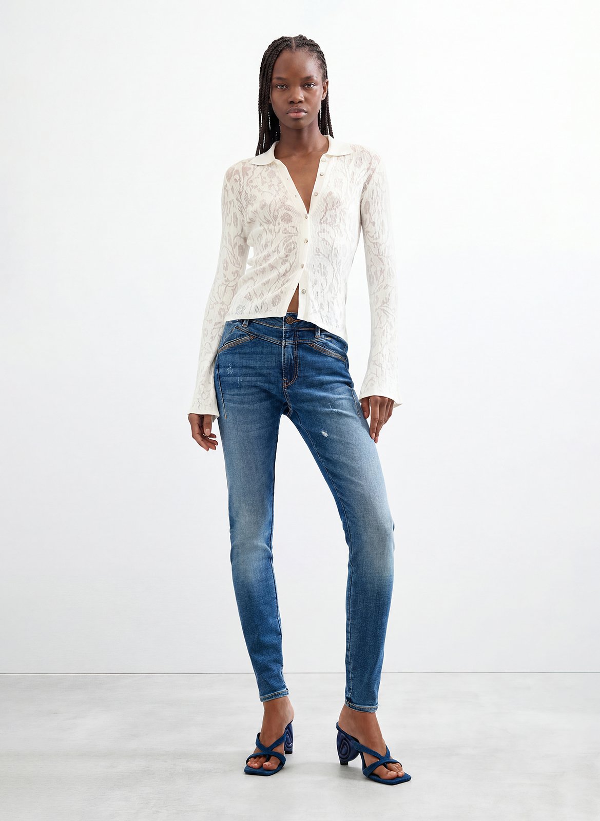 Jean slim en coton mélangé DESIGUAL Bleu
