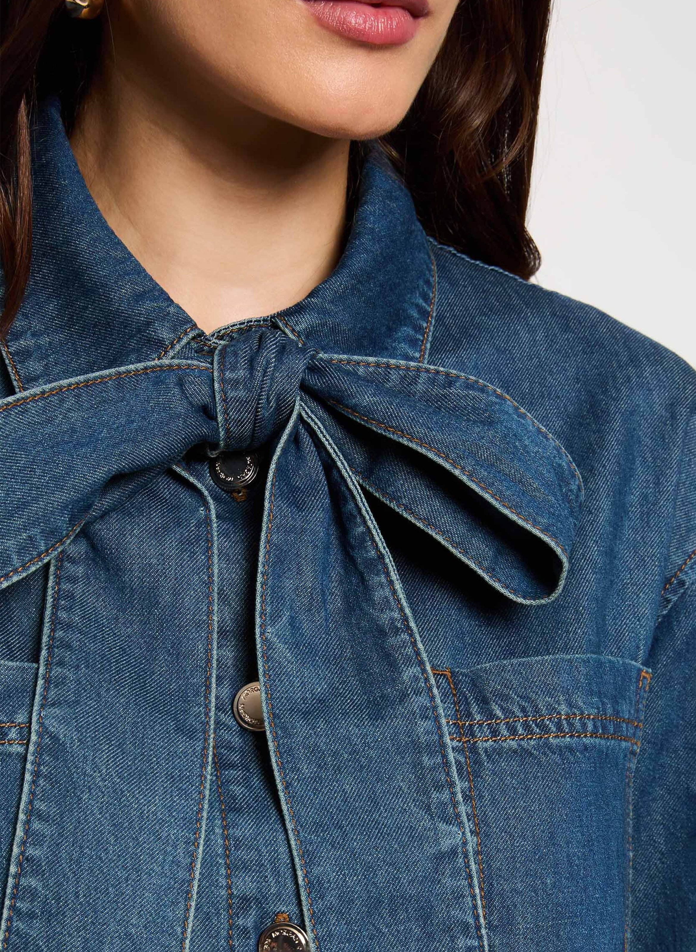 Chemise denim droite en coton mélangé MORGAN Bleu