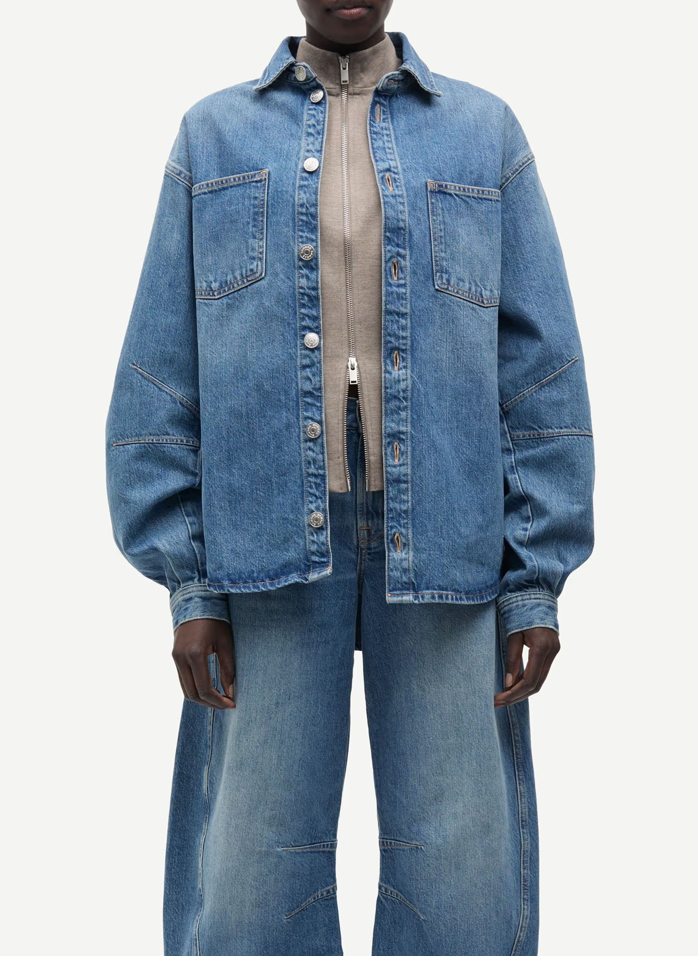 Chemise en jean oversize col classique en coton SAMSOE SAMSOE Bleu
