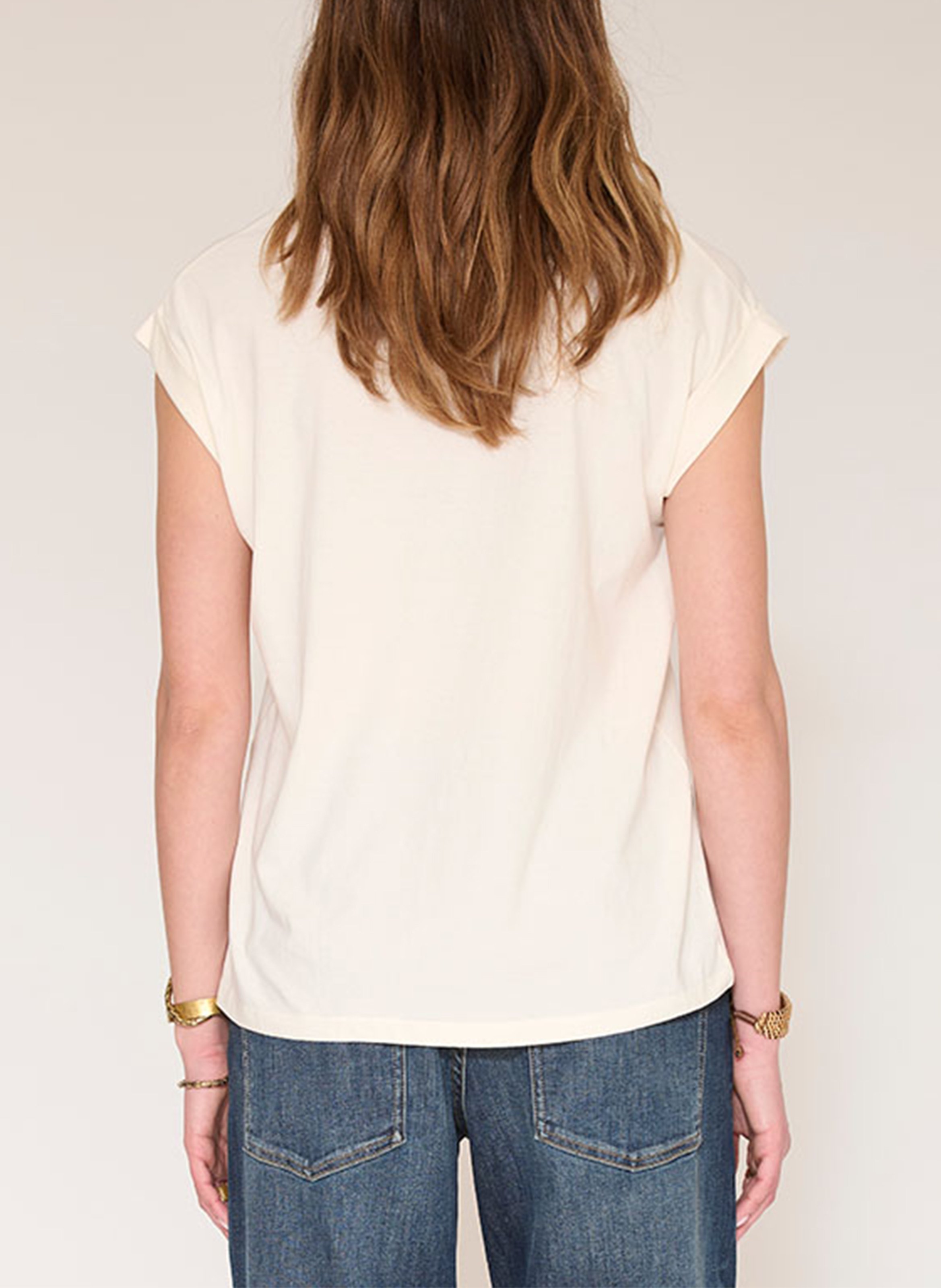T-shirt droit sérigraphié en coton MKT Beige