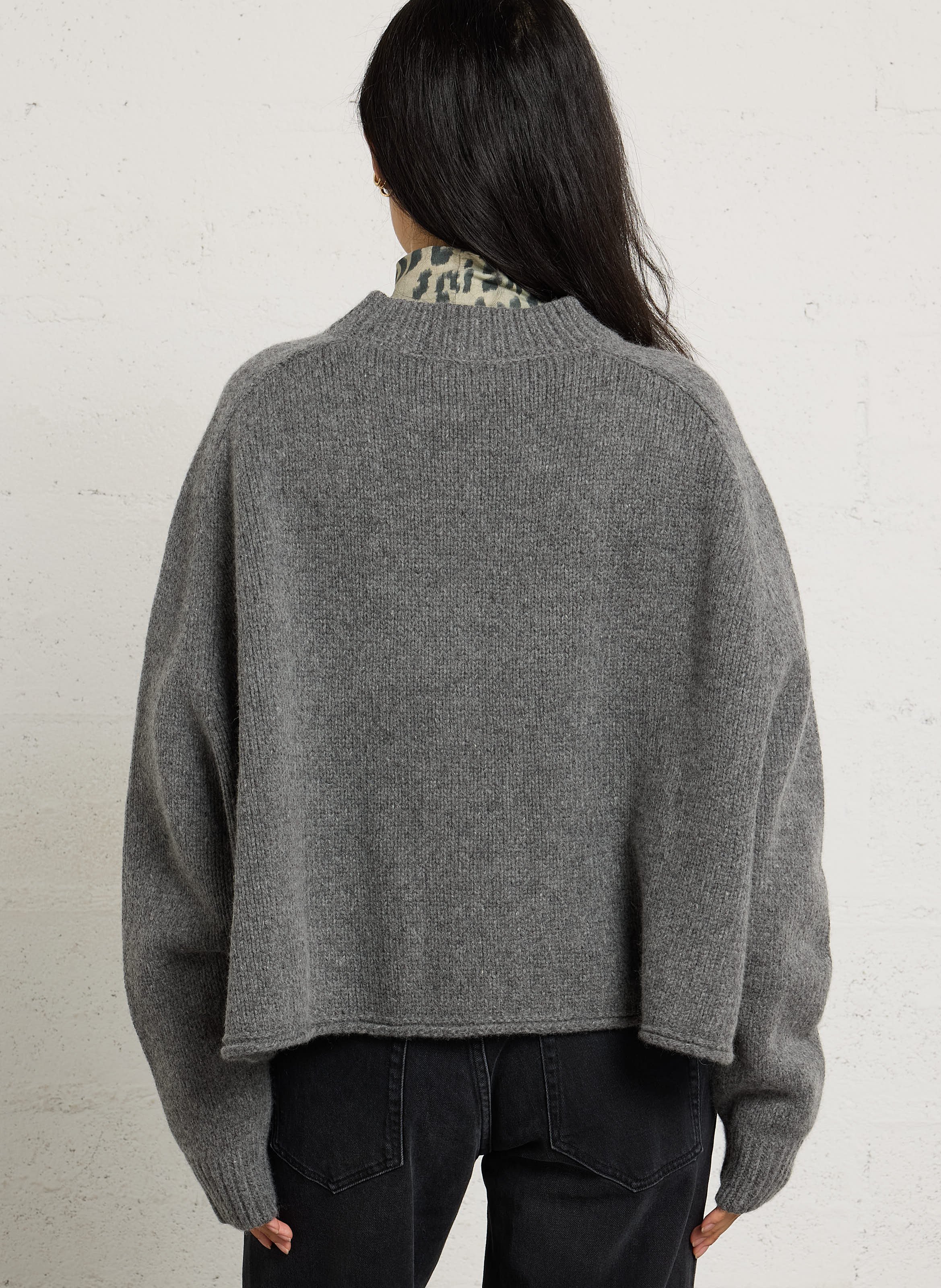 Round-neck wool-blend loose-fit sweater BELLEROSE Grey
