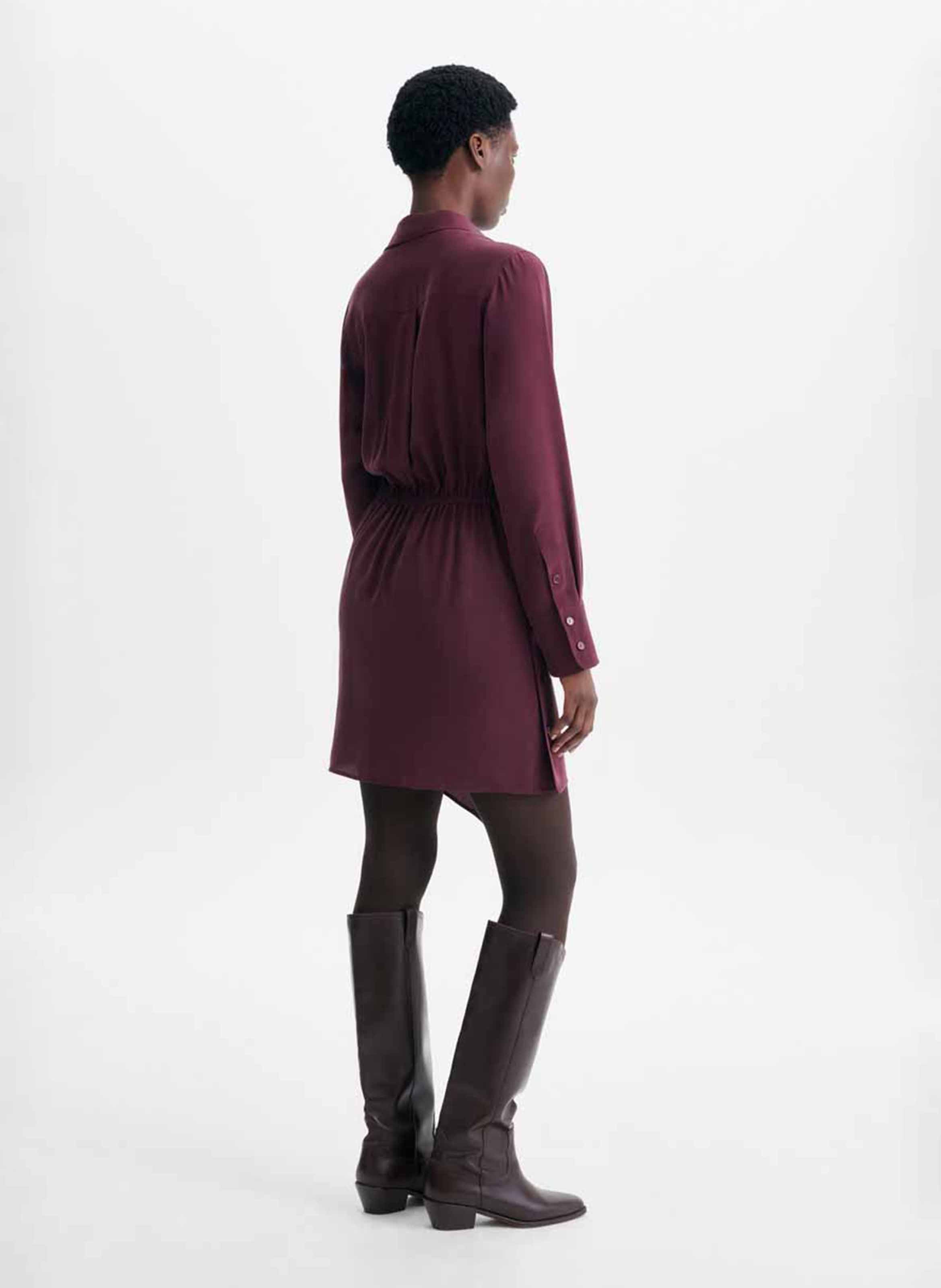 Robe court col classique en soie VANESSA BRUNO Violet